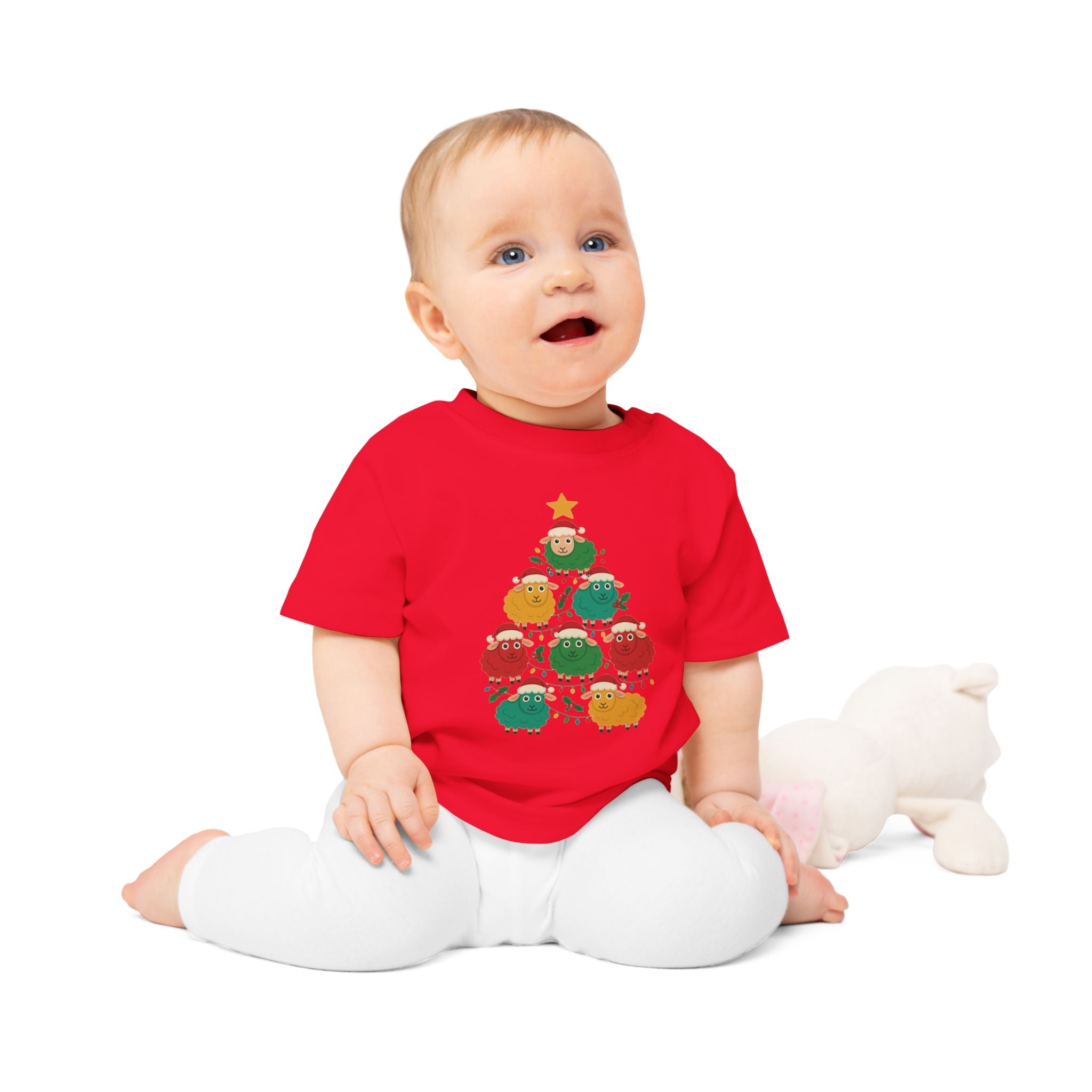 Christmas Sheep Tree Baby T-Shirt – Cute Holiday Infant Tee