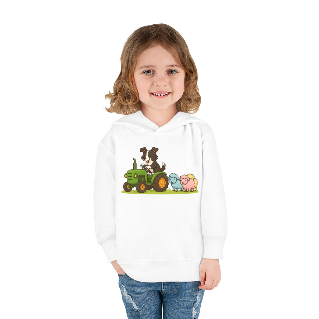 Toddler Hoodie — Cute Farm Tractor with Puppy & Sheep Kids Pullover