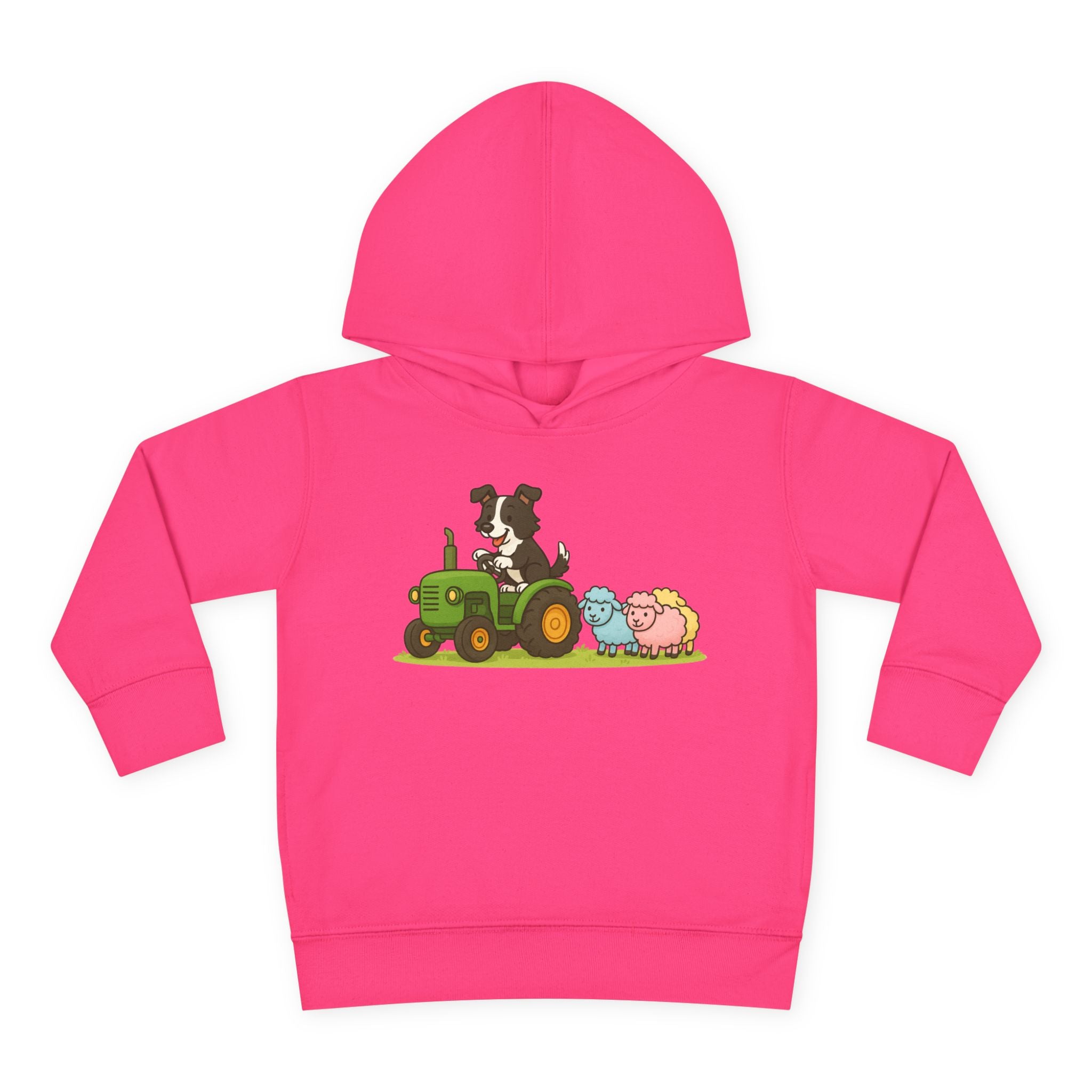 Toddler Hoodie — Cute Farm Tractor with Puppy & Sheep Kids Pullover