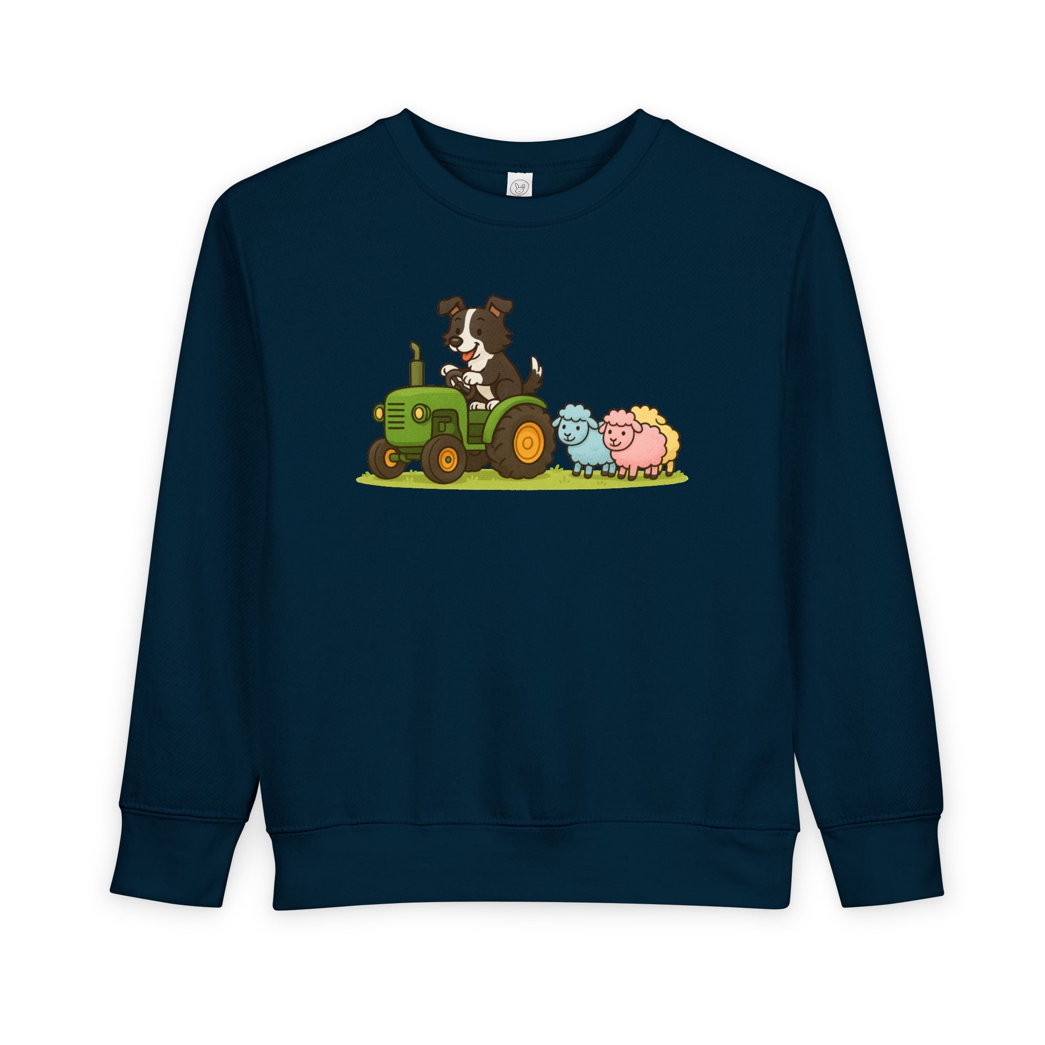 Toddler Sweatshirt — Cute Farm Tractor Crewneck with Puppy & Sheep Graphic