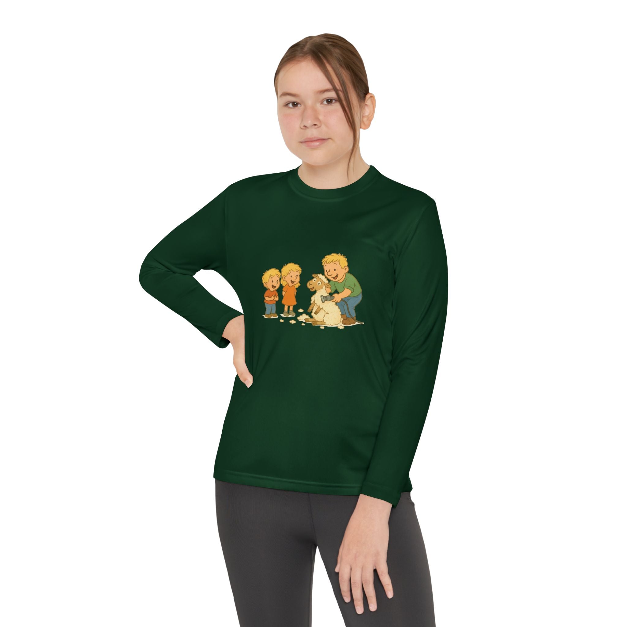 Youth Long Sleeve Tee – Kids & Dad Dog Rescue Illustration
