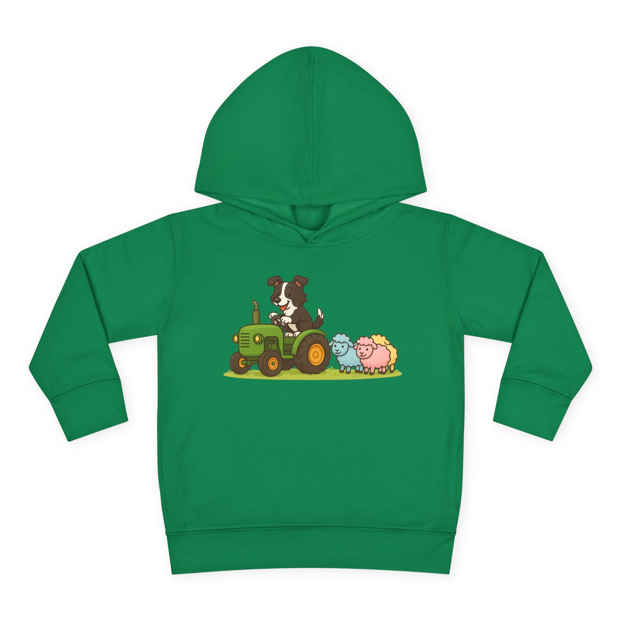 Toddler Hoodie — Cute Farm Tractor with Puppy & Sheep Kids Pullover