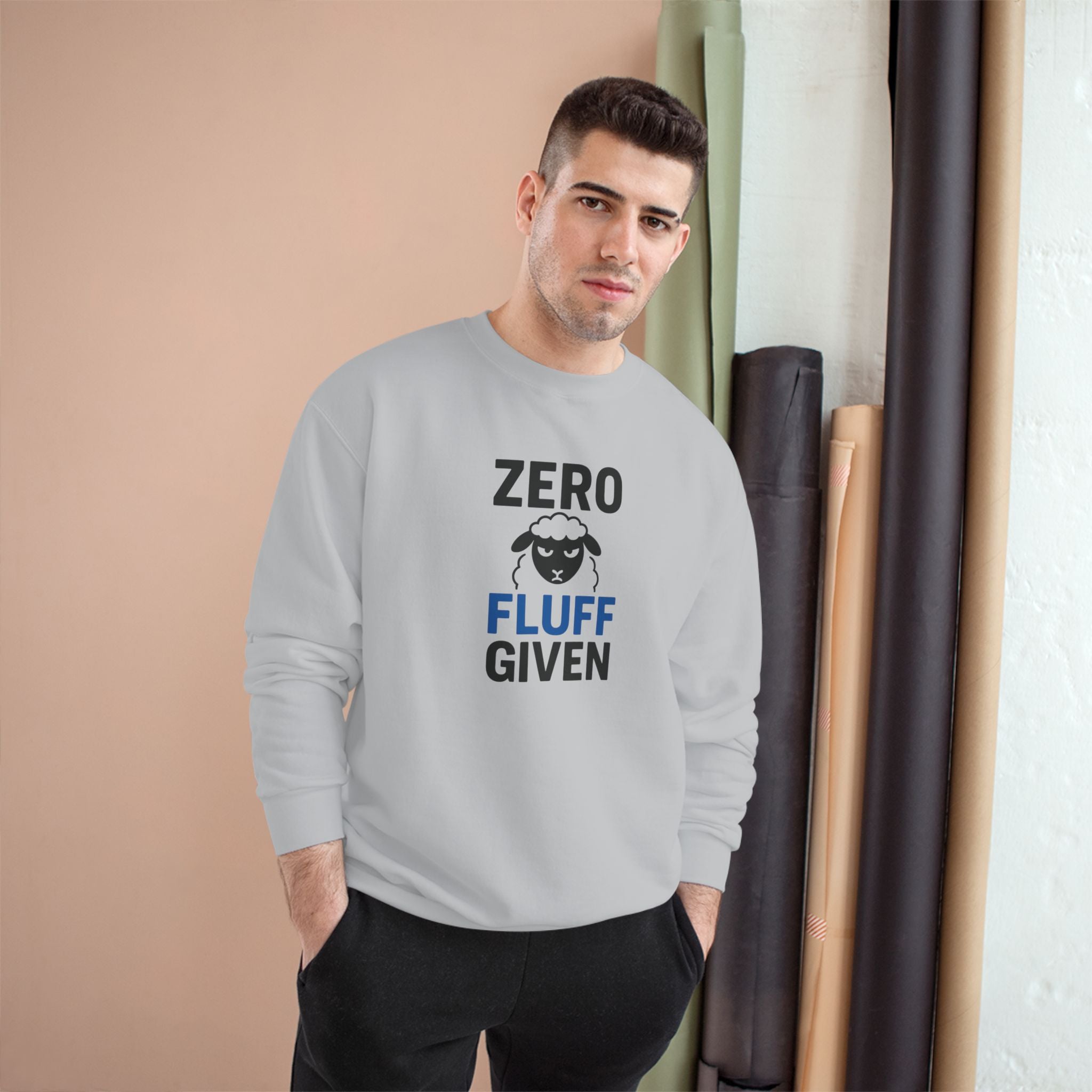 Zero Fluff Given Sweatshirt — Funny Sheep Graphic Crewneck