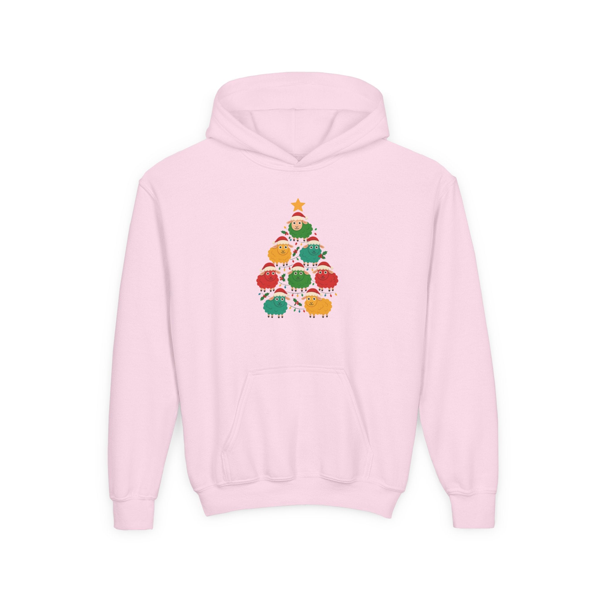Kids Christmas Sheep Tree Hoodie — Cute Holiday Youth Sweatshirt