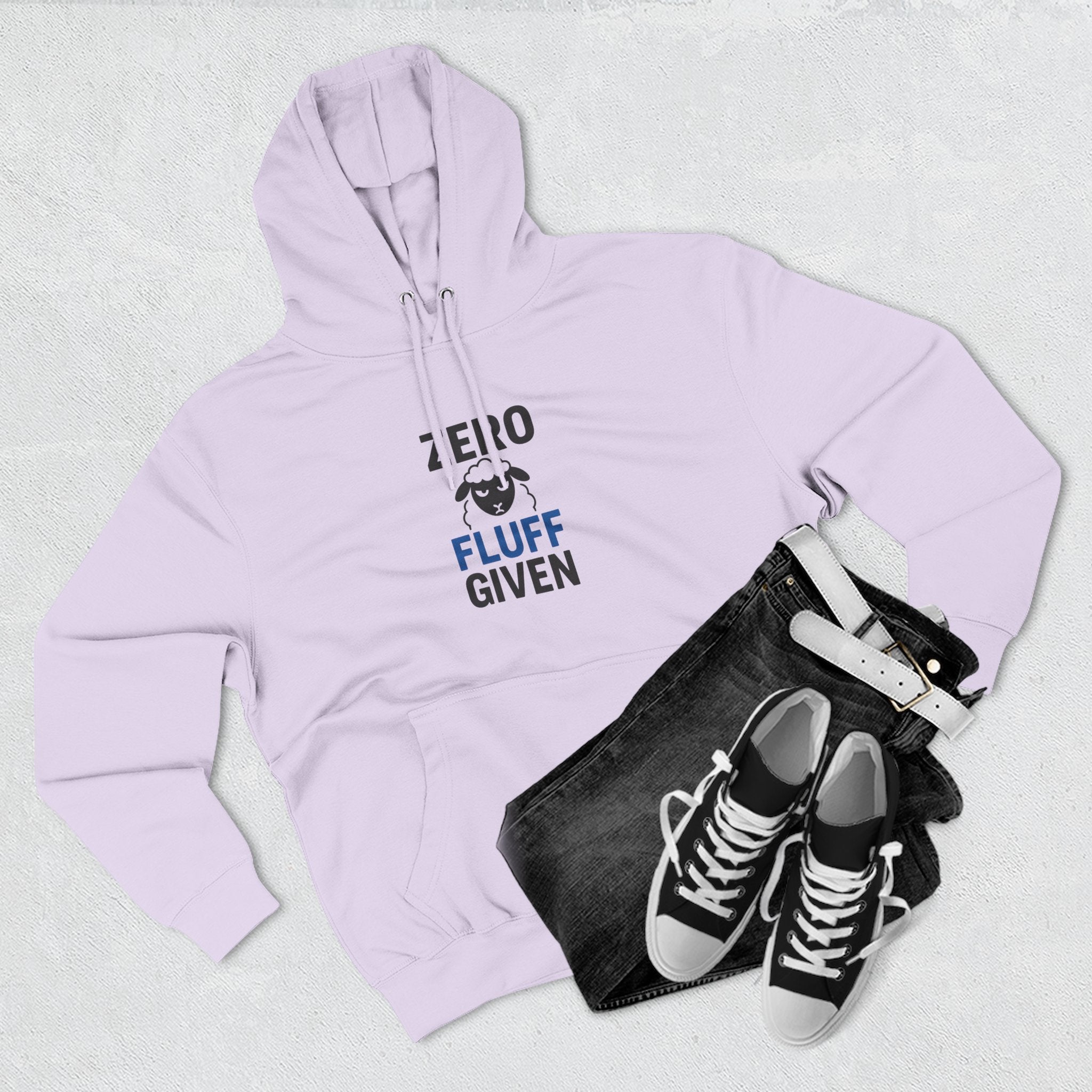 Hoodie — "Zero Fluff Given" Funny Skiing Pullover