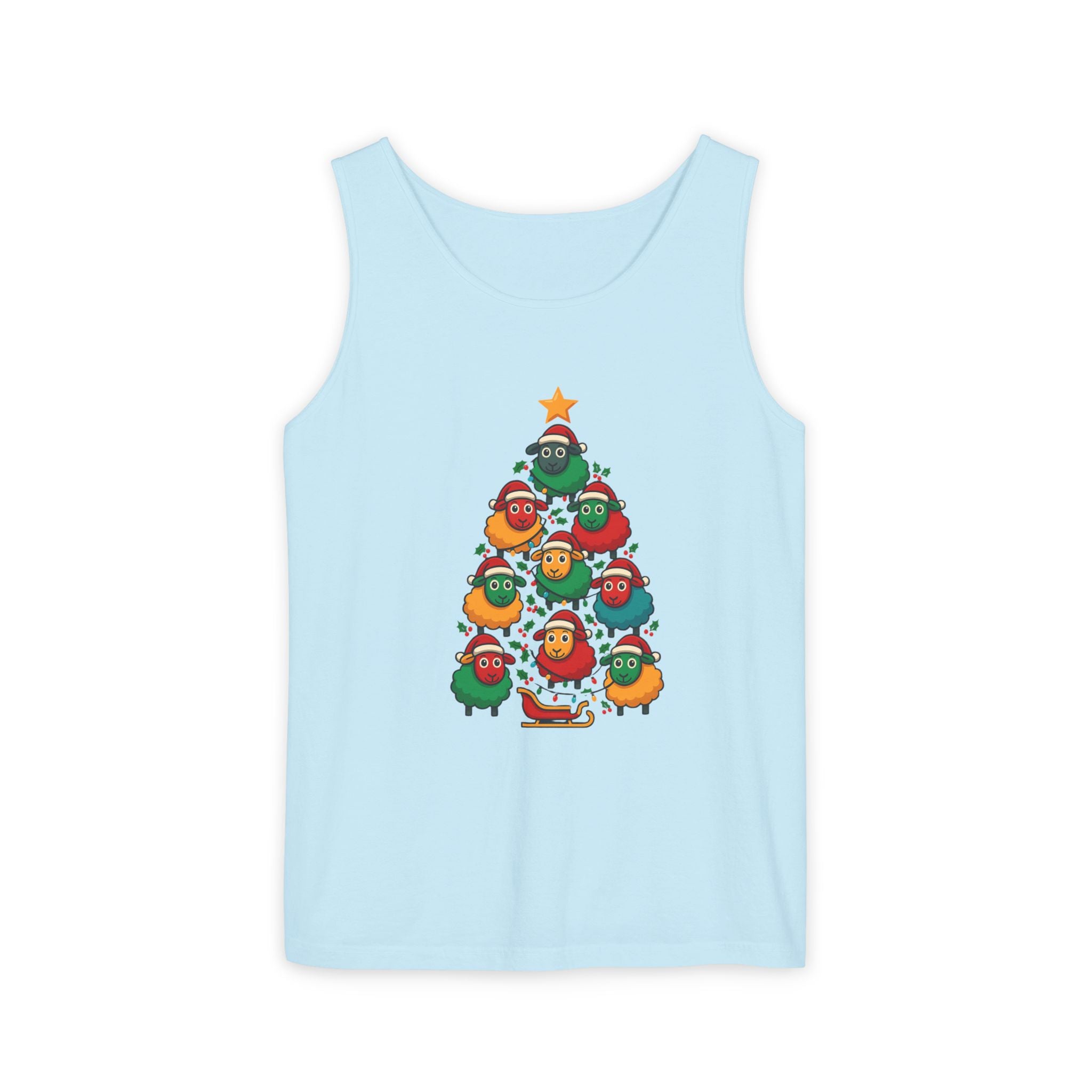 Christmas Sheep Tree Tank Top – Cute Holiday Chick Ornament Design
