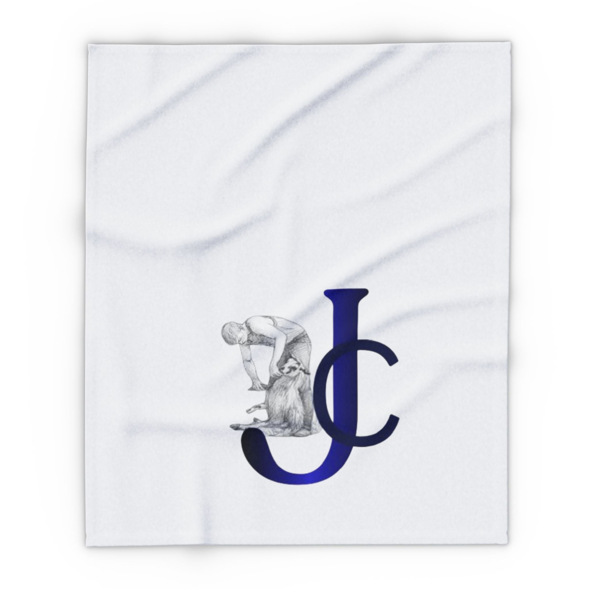 Monogram JC Fleece Blanket — Classic Nurse Care Illustration