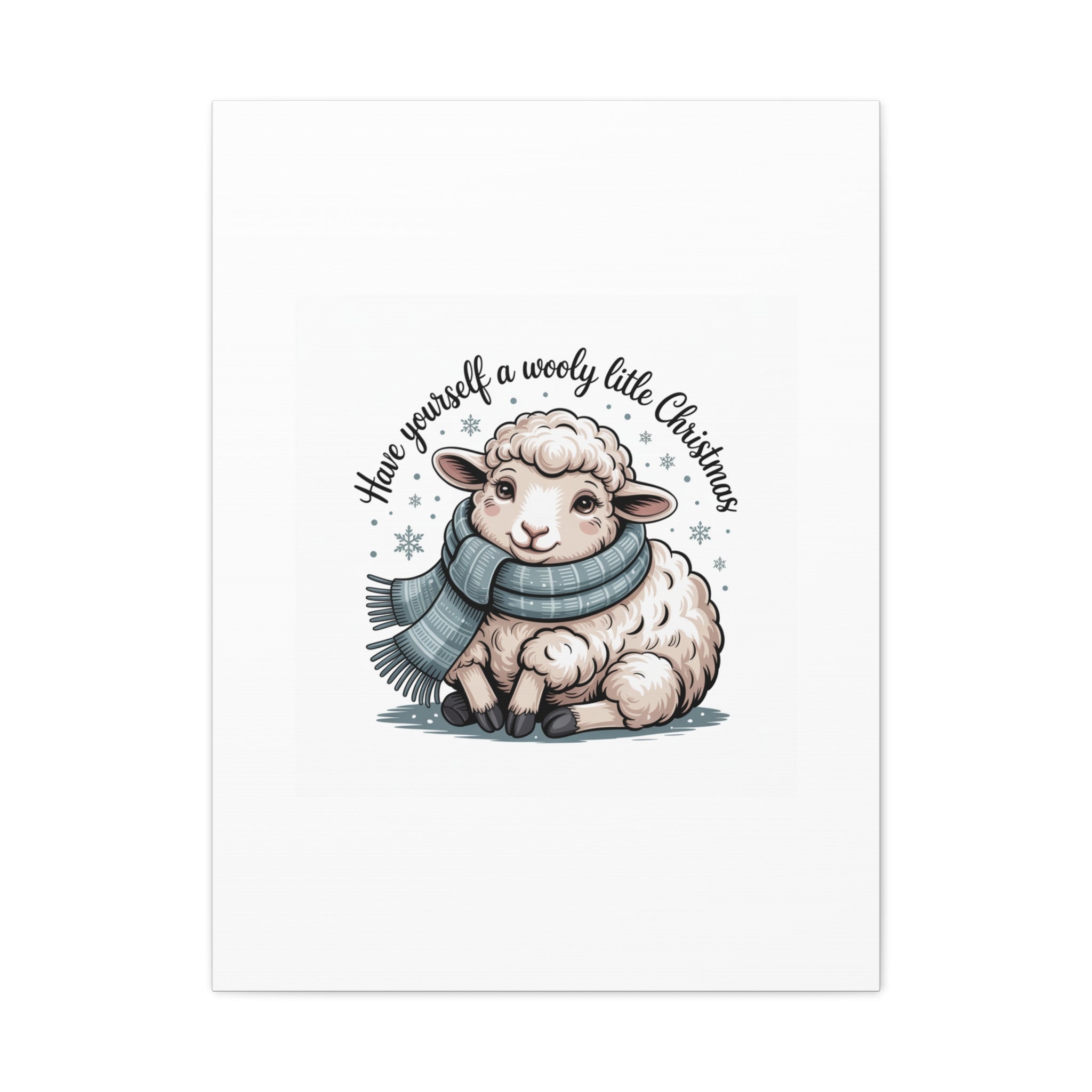 woolly little Christmas sheep Canvas | cozy animal winter print