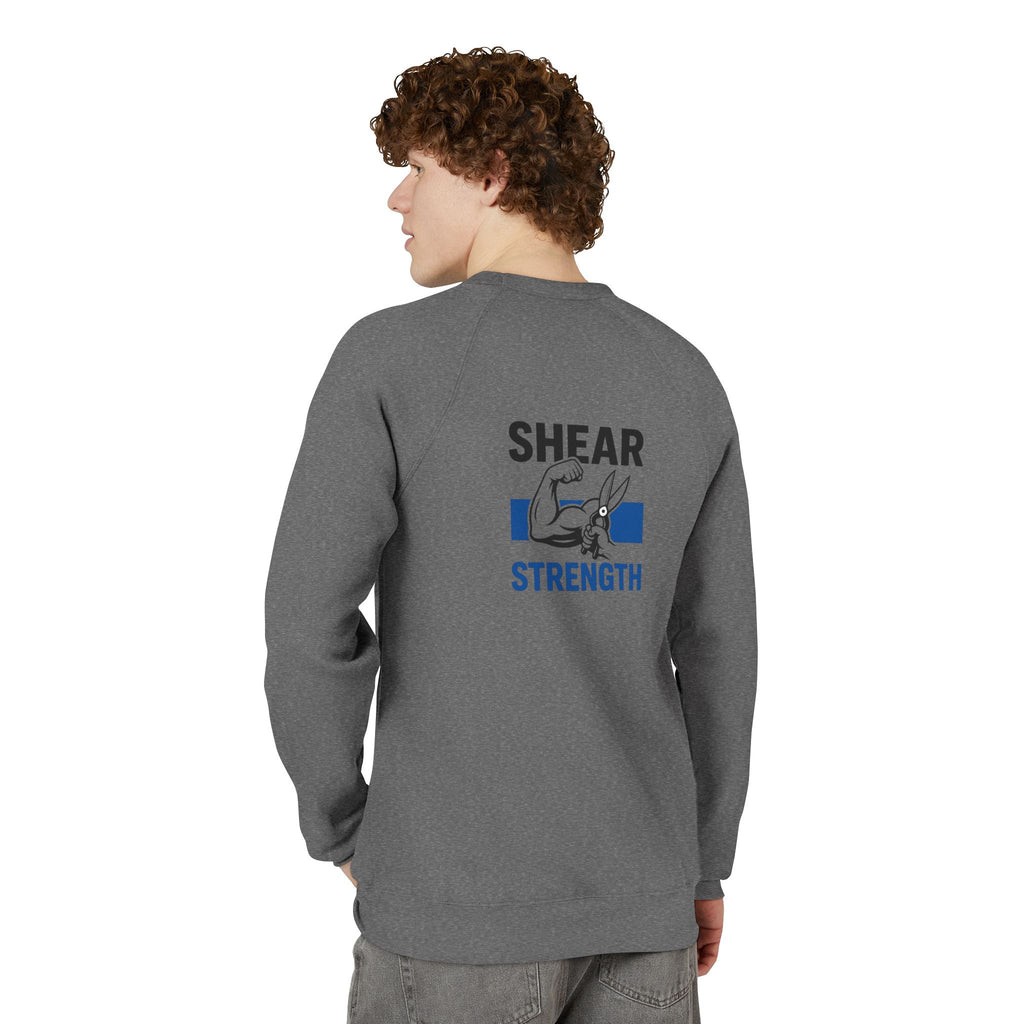 Strength Raglan Sweatshirt — 'Smear Strength' Blue Barbell Crewneck