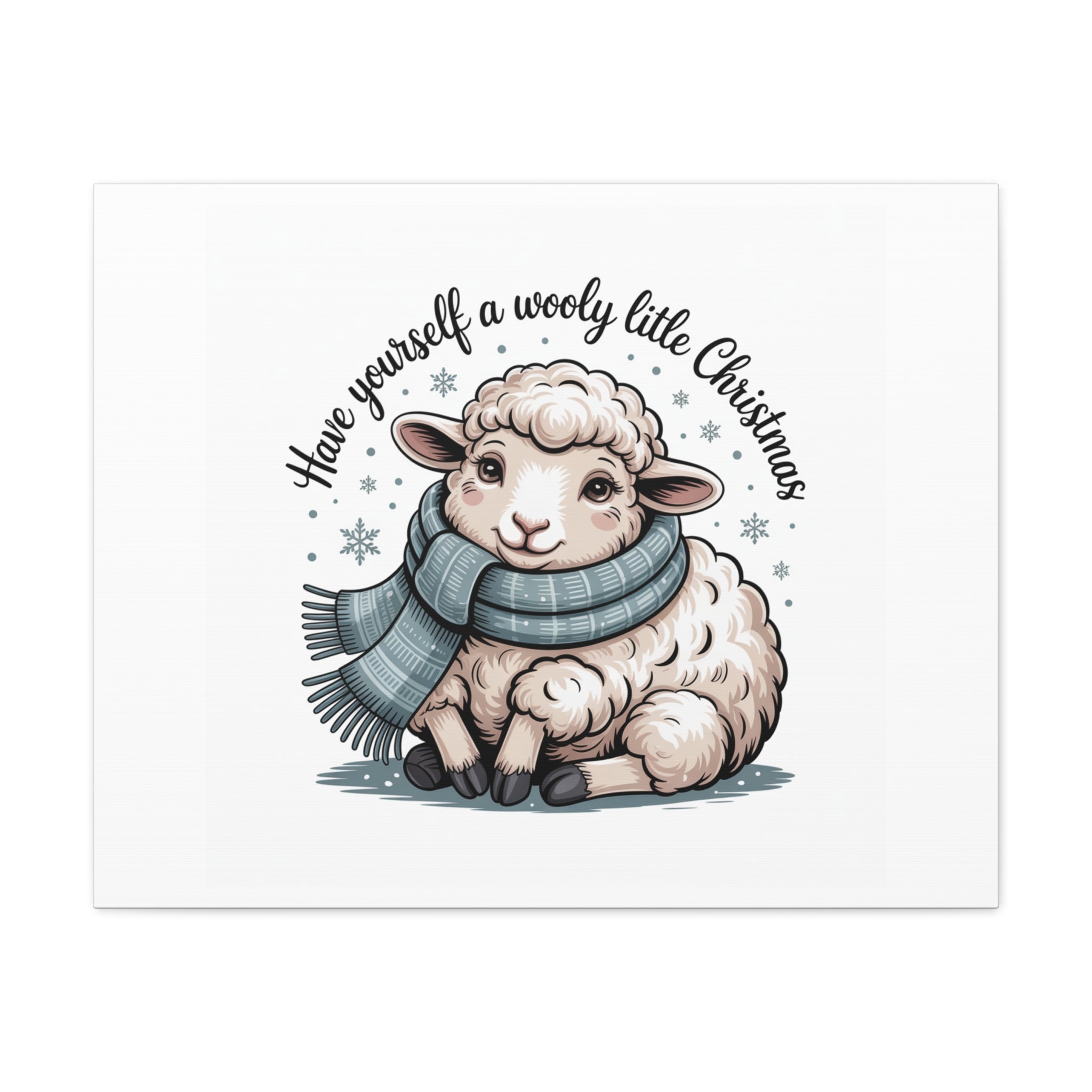 woolly little Christmas sheep Canvas | cozy animal winter print