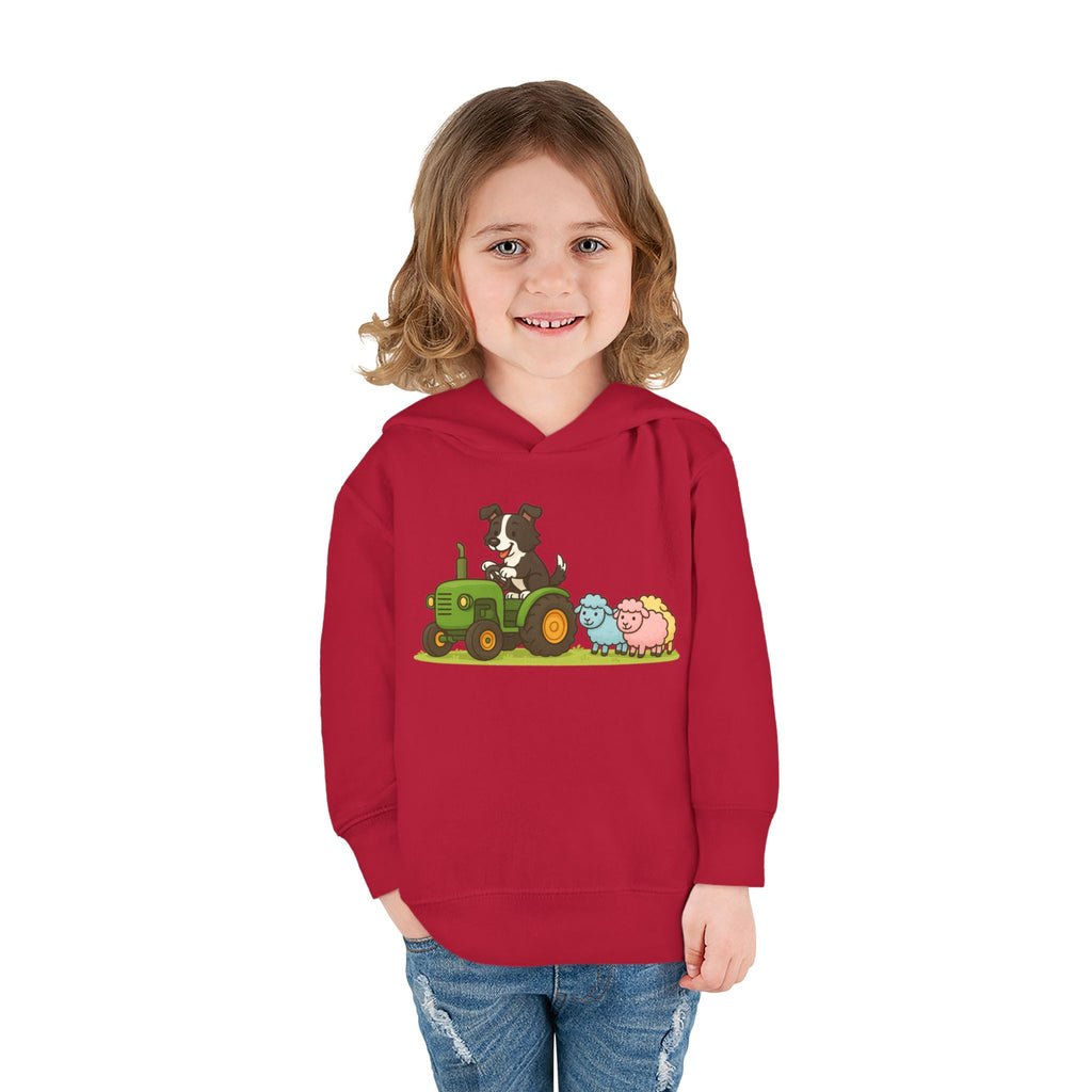 Toddler Hoodie — Cute Farm Tractor with Puppy & Sheep Kids Pullover