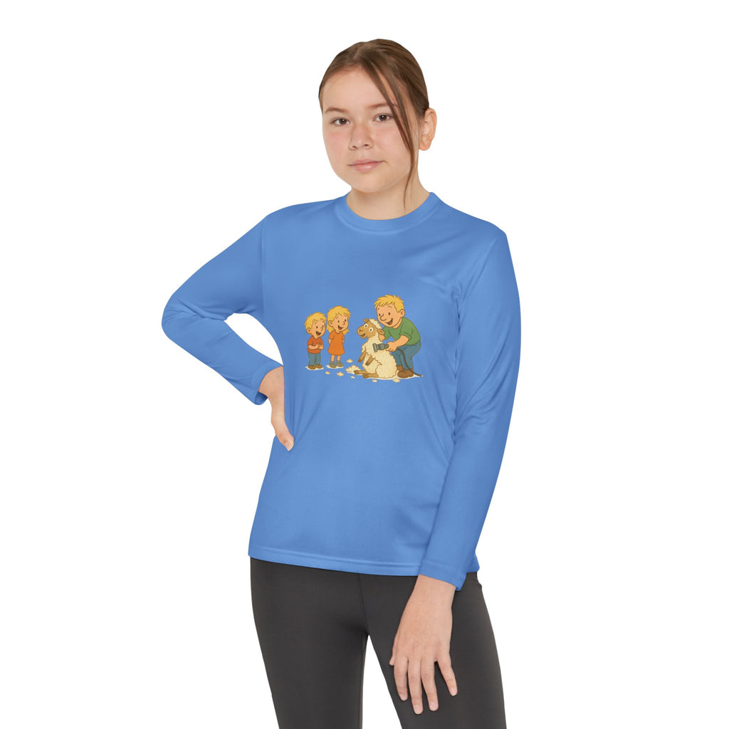 Youth Long Sleeve Tee – Kids & Dad Dog Rescue Illustration
