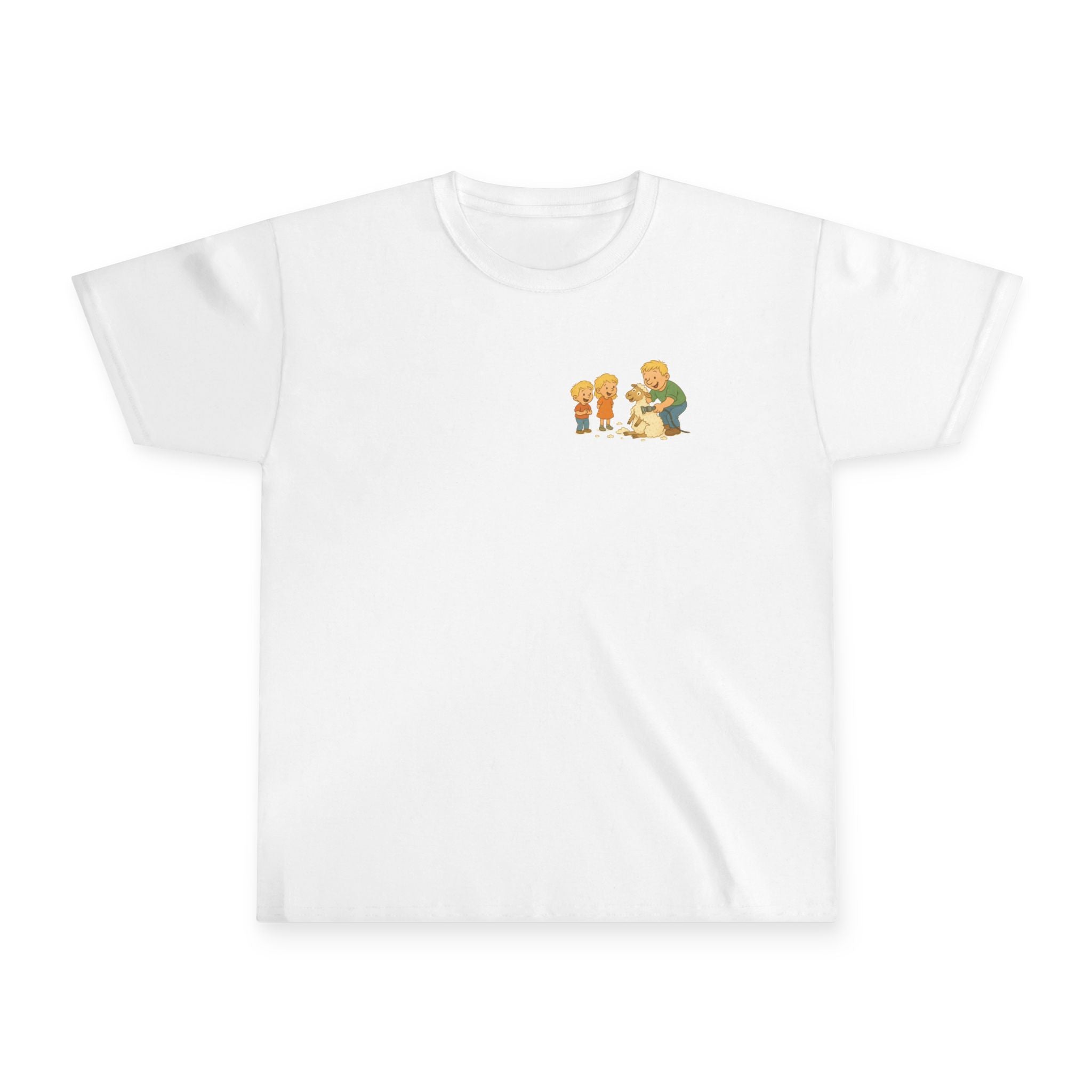 Kids T‑Shirt — Vintage Kids Playing with Dog Cute Retro Illustration Tee