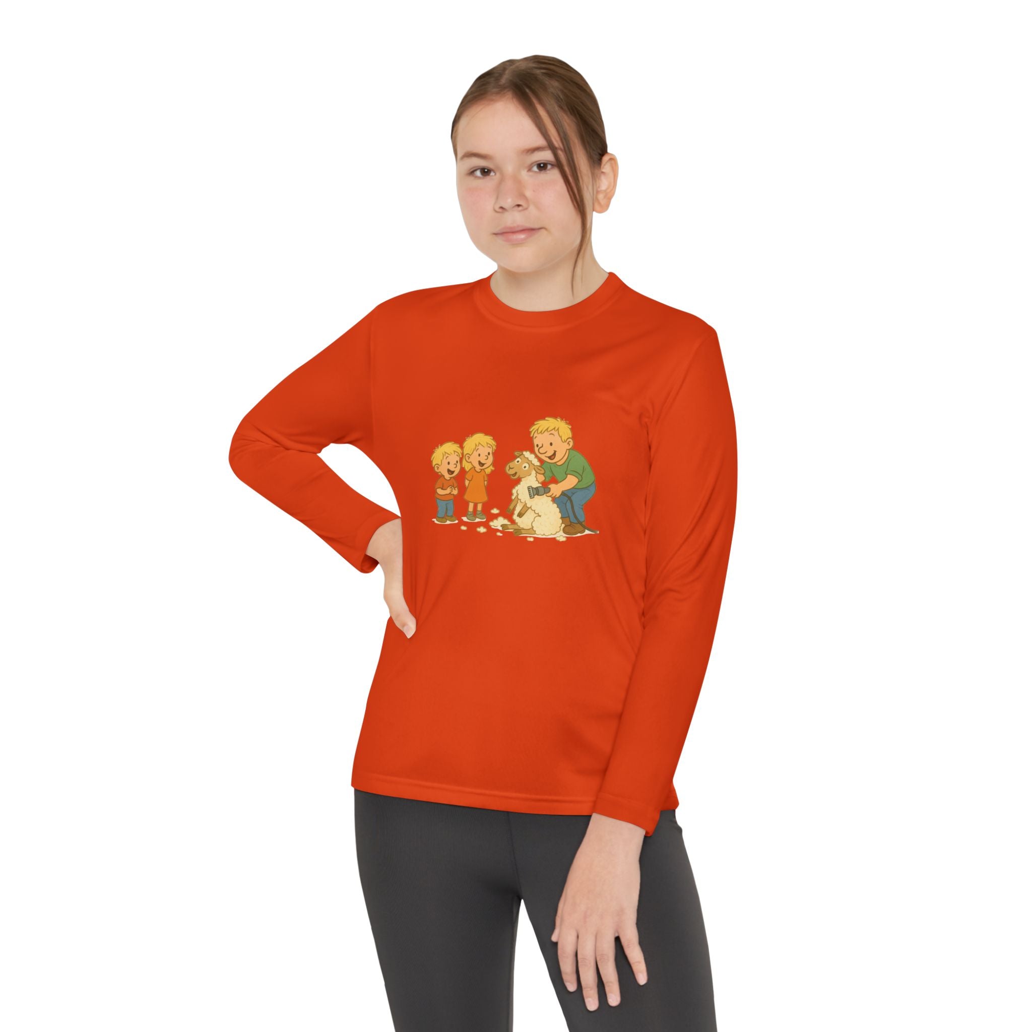 Youth Long Sleeve Tee – Kids & Dad Dog Rescue Illustration