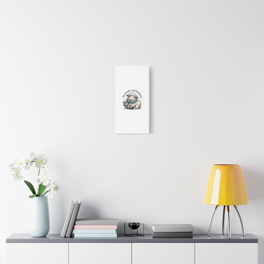 woolly little Christmas sheep Canvas | cozy animal winter print