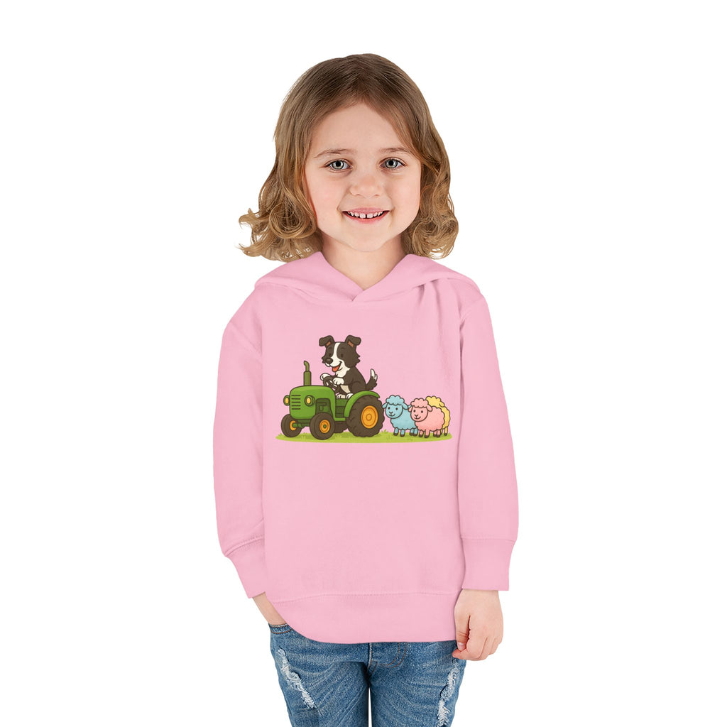 Toddler Hoodie — Cute Farm Tractor with Puppy & Sheep Kids Pullover