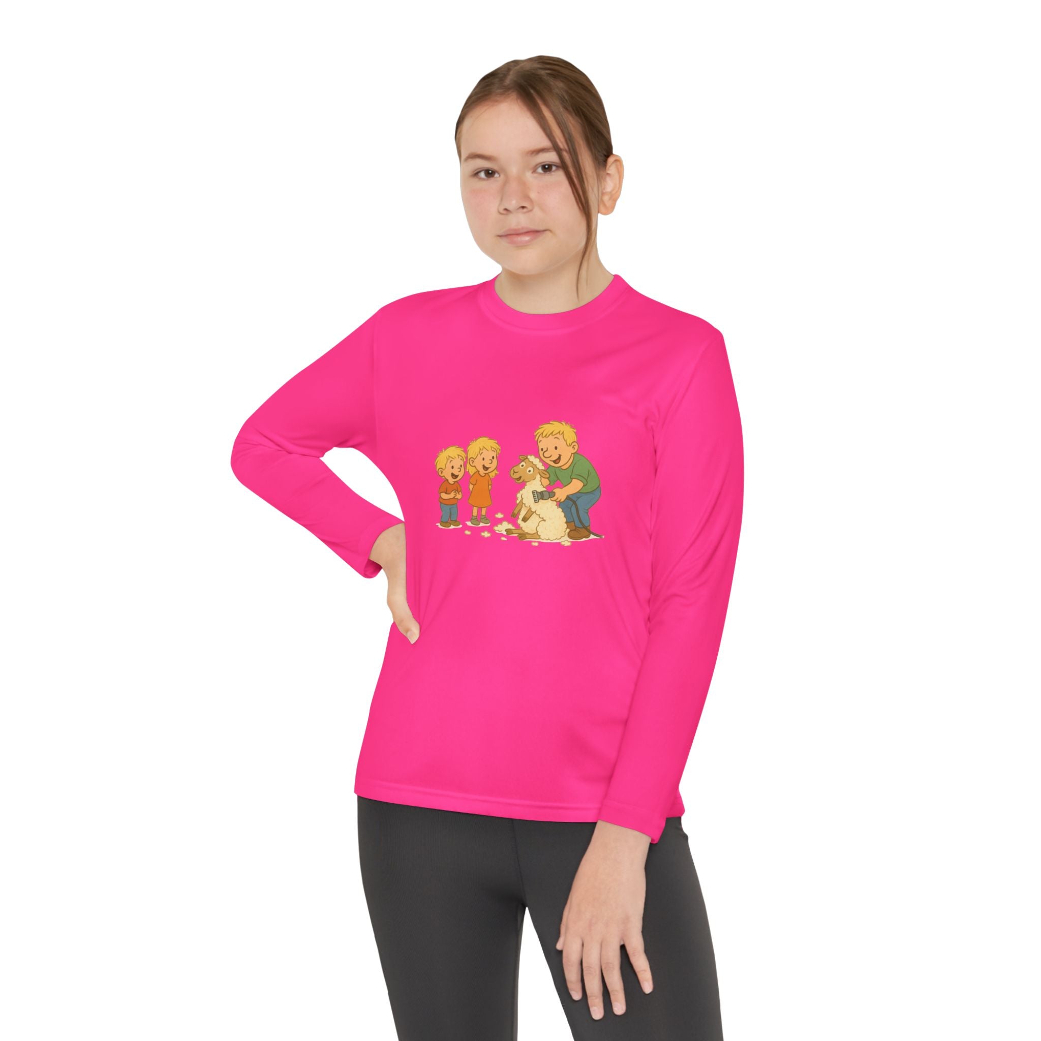 Youth Long Sleeve Tee – Kids & Dad Dog Rescue Illustration