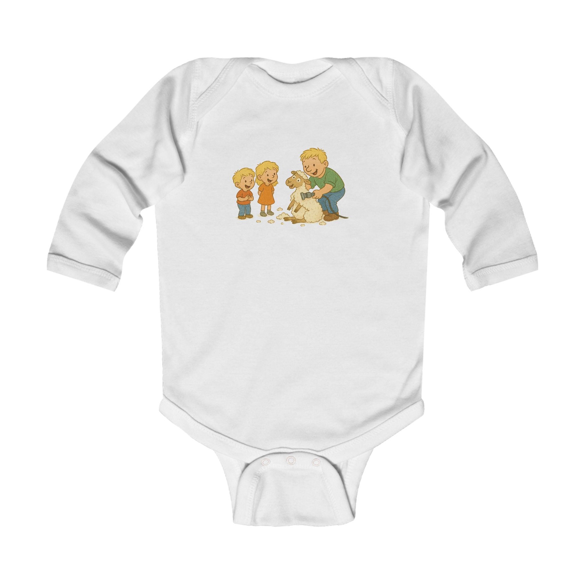Vintage Kids & Puppy Infant Bodysuit — Cute Retro Family Pet Illustration