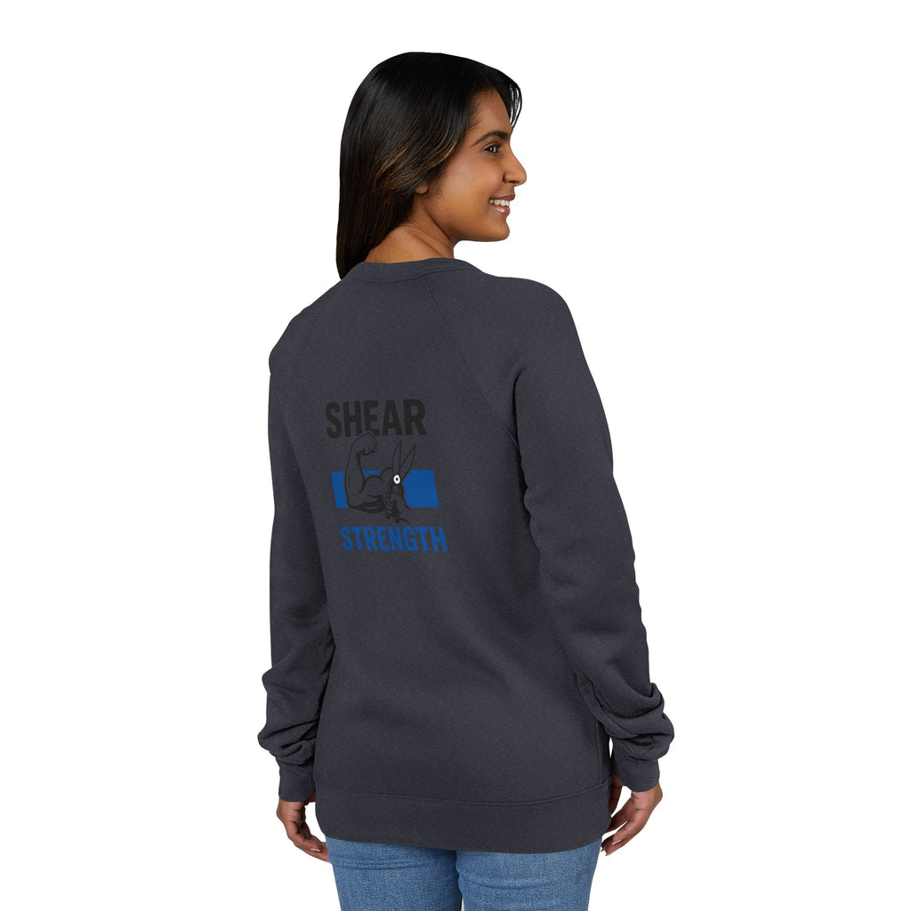 Strength Raglan Sweatshirt — 'Smear Strength' Blue Barbell Crewneck