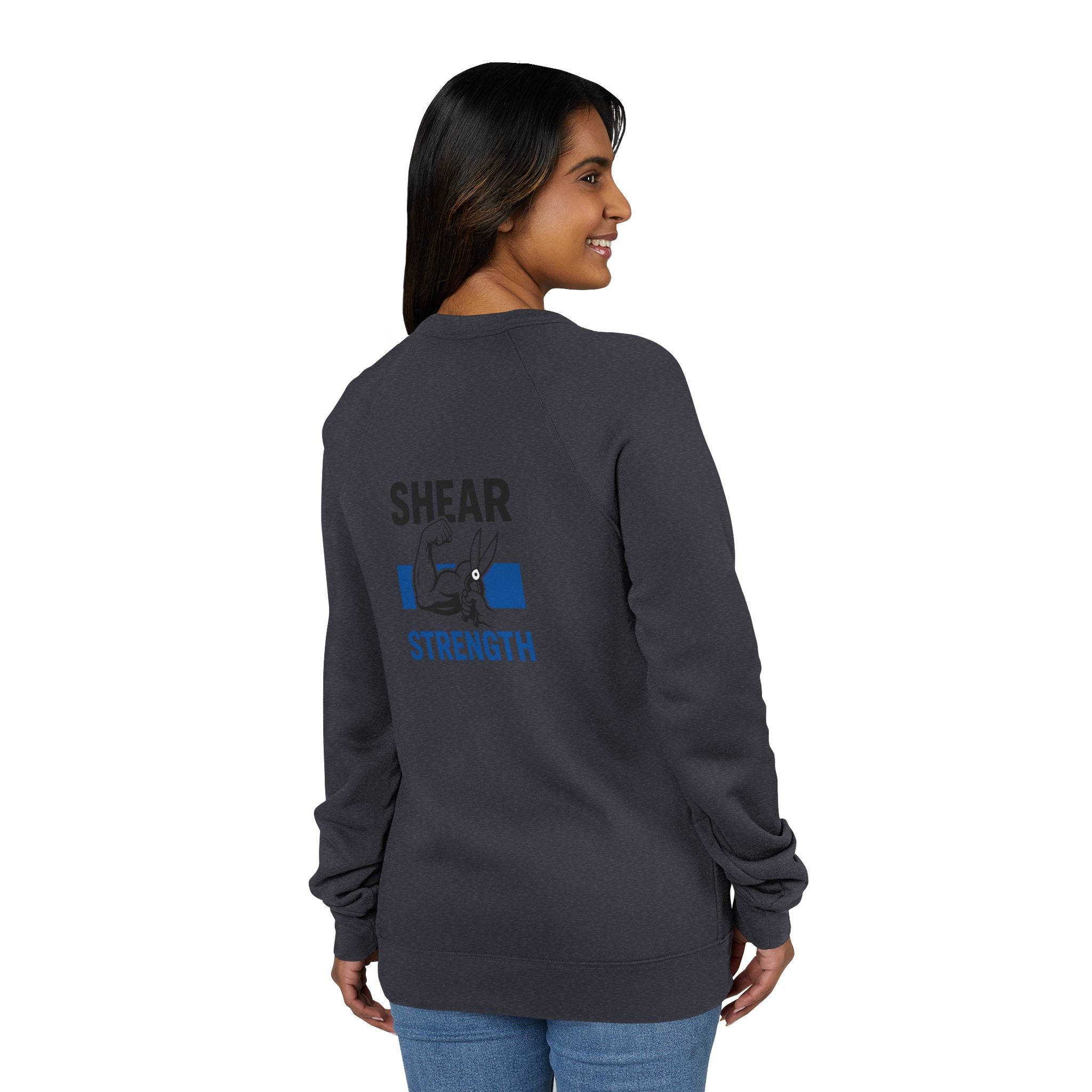 Strength Raglan Sweatshirt — 'Smear Strength' Blue Barbell Crewneck