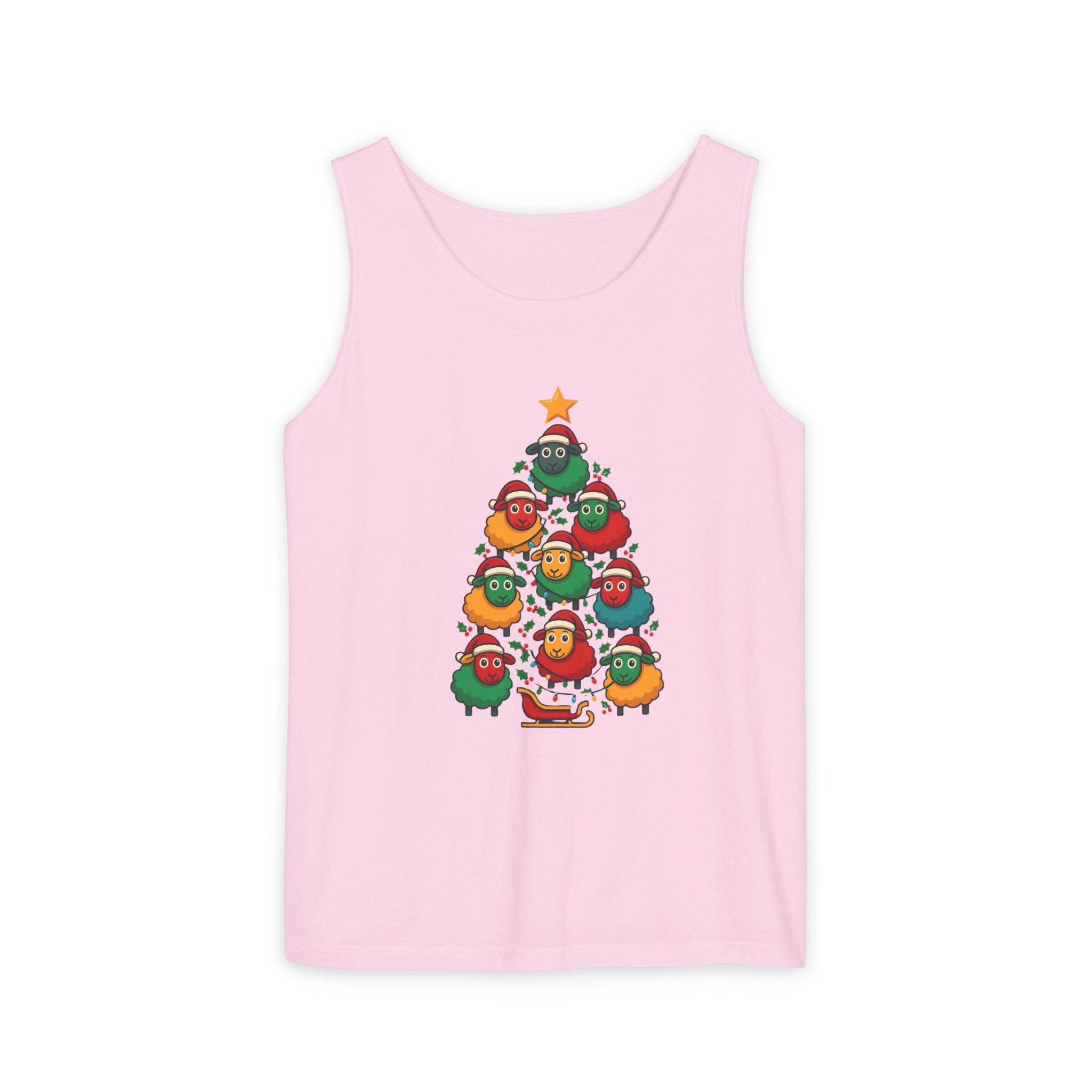 Christmas Sheep Tree Tank Top – Cute Holiday Chick Ornament Design