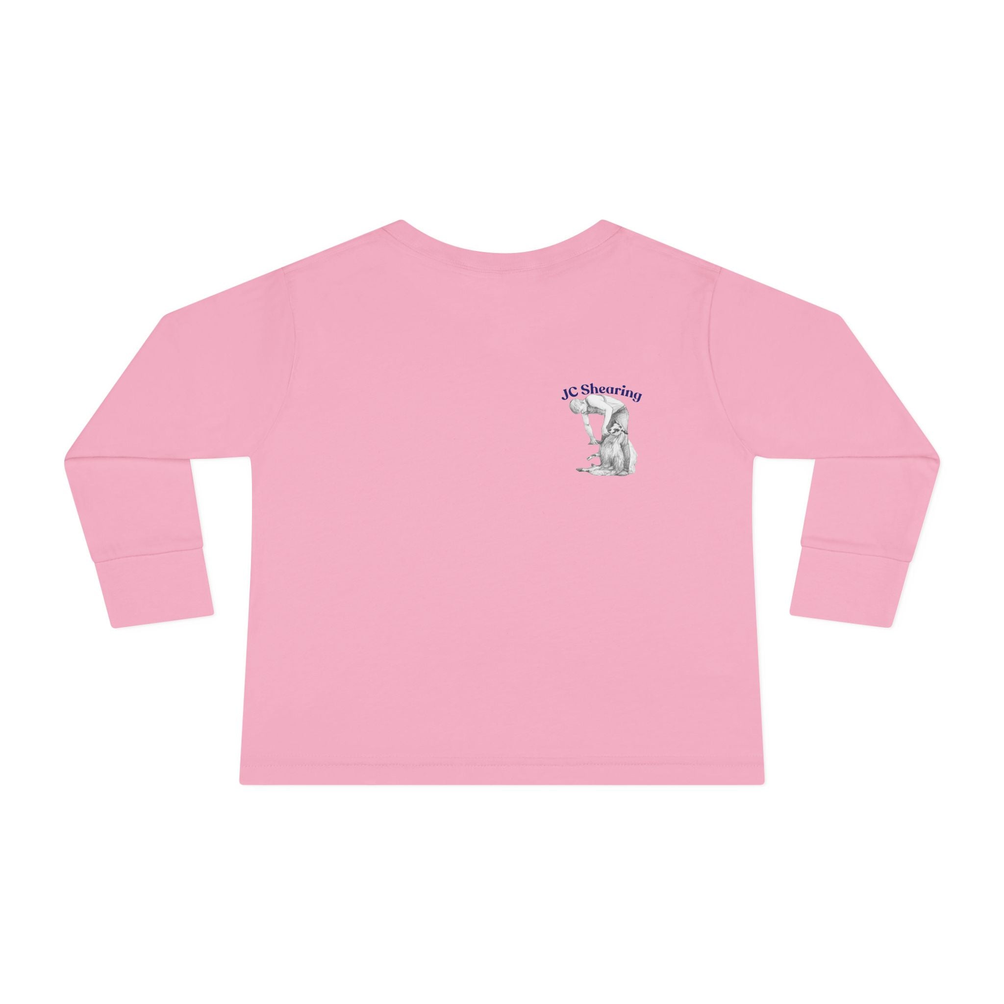 Toddler Long Sleeve Tee — 'What kind of cars do sheep drive? Lamborghams!' Cute Dog & Sheep Car Graphic