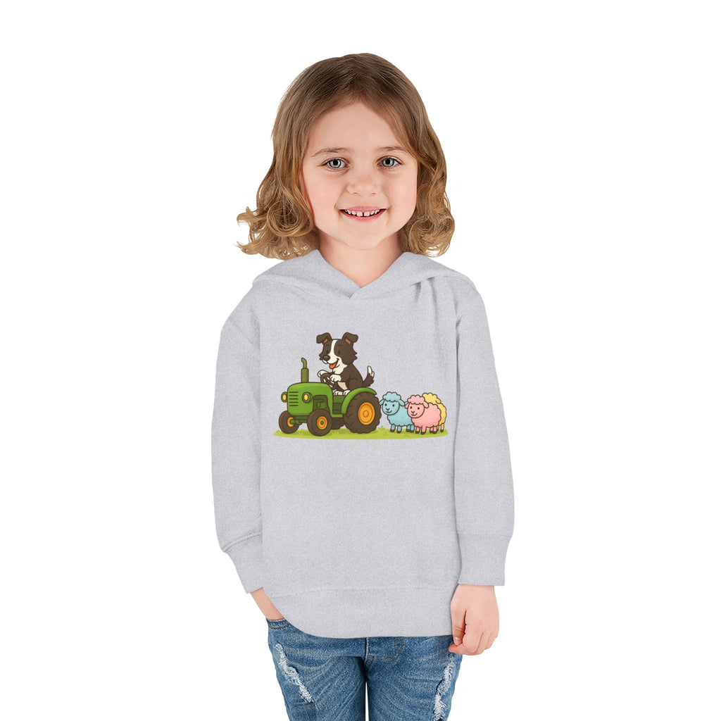 Toddler Hoodie — Cute Farm Tractor with Puppy & Sheep Kids Pullover