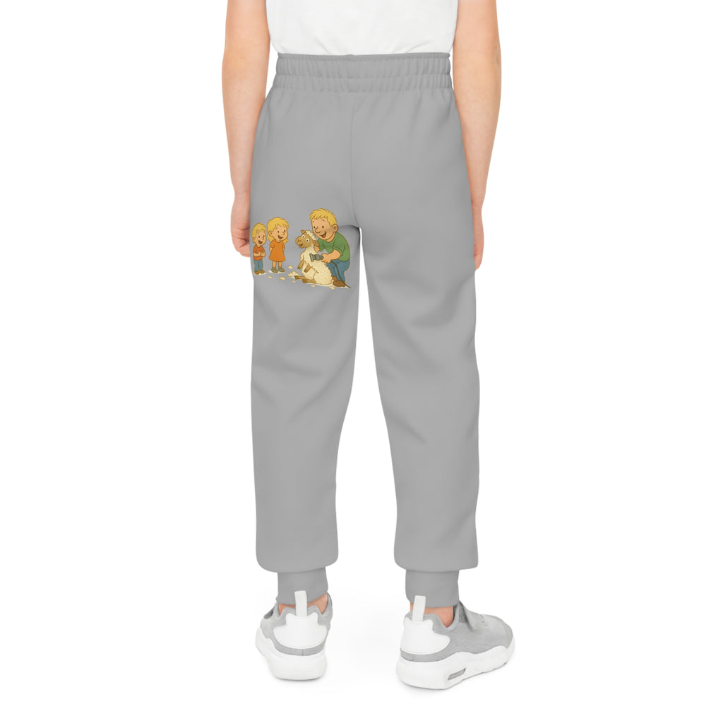 Youth Joggers — Retro Kids Playing with Puppy AOP Sweatpants