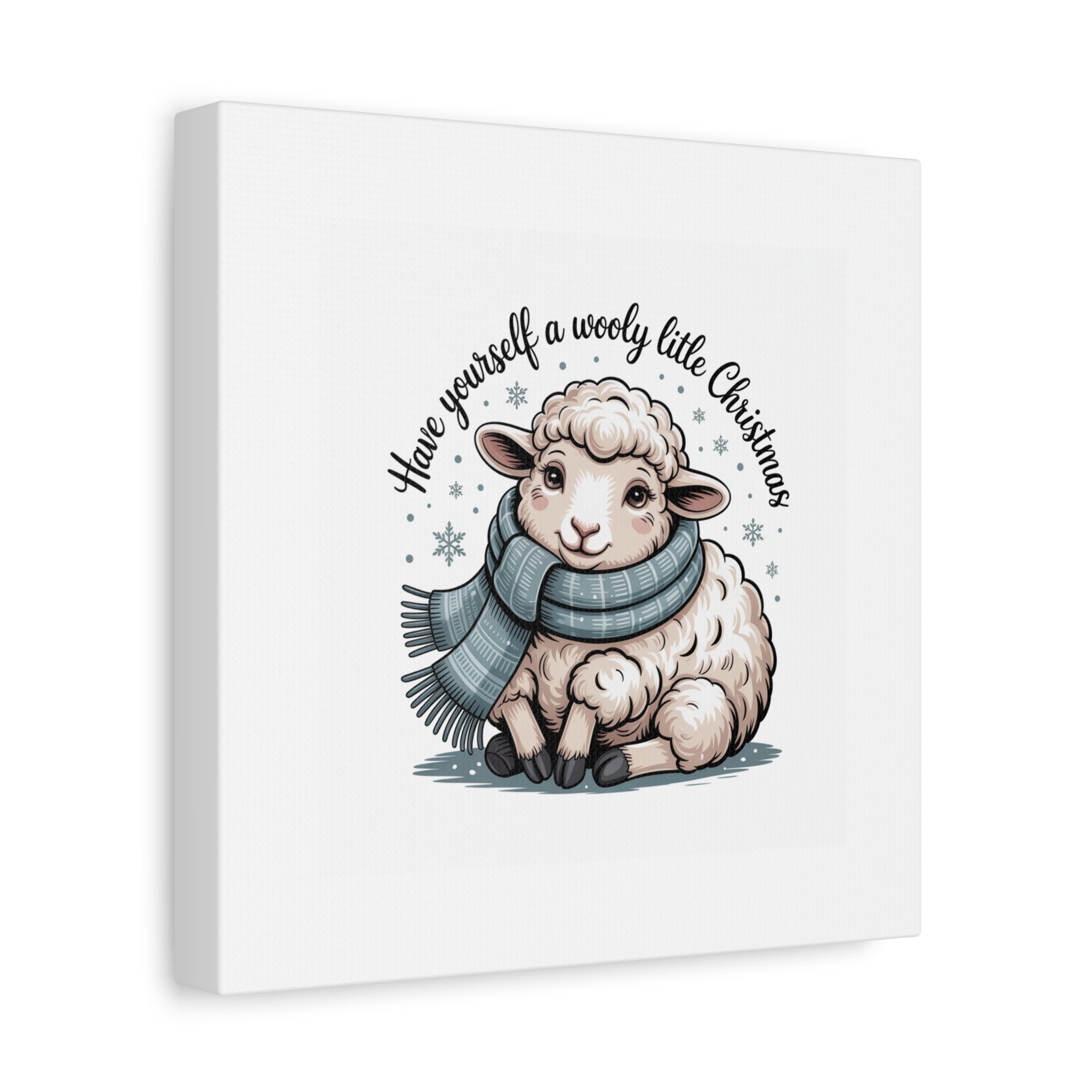 woolly little Christmas sheep Canvas | cozy animal winter print