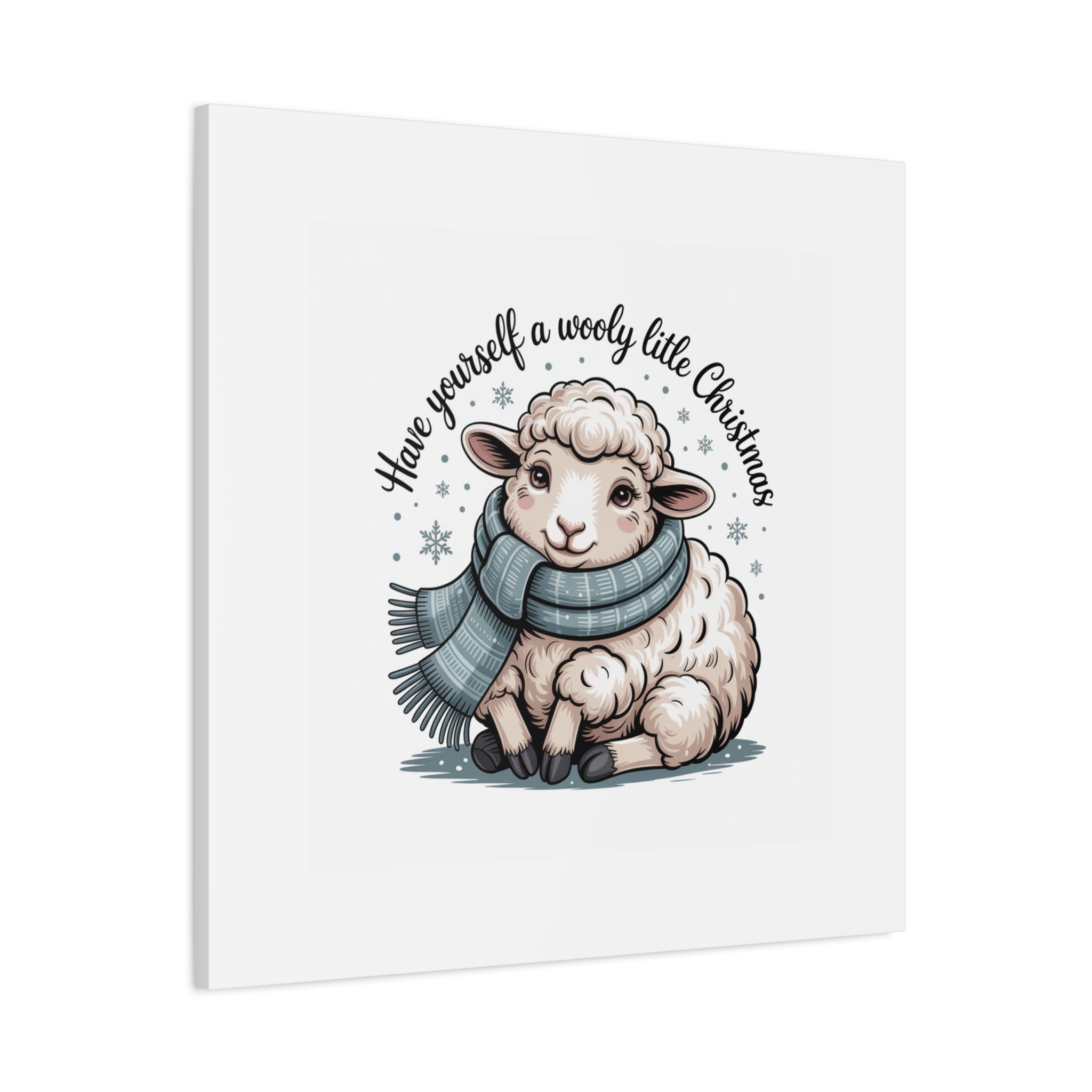 woolly little Christmas sheep Canvas | cozy animal winter print