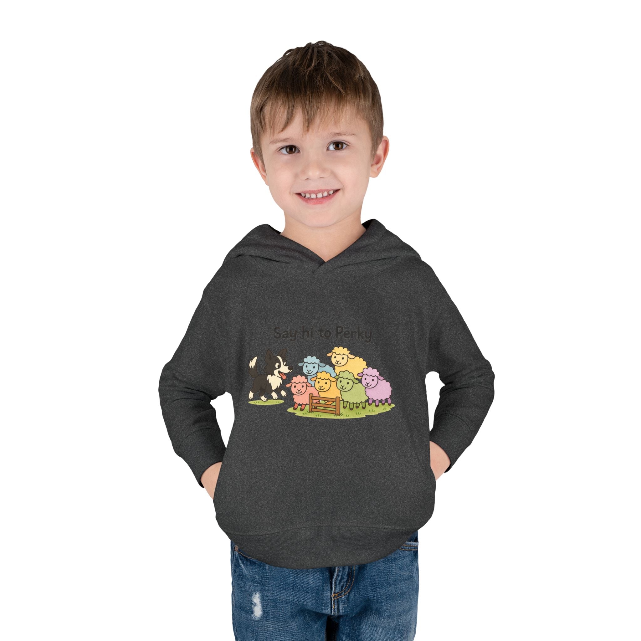 Toddler Hoodie - "Say Hi to Perky" Cute Farm Animal Pullover for Kids