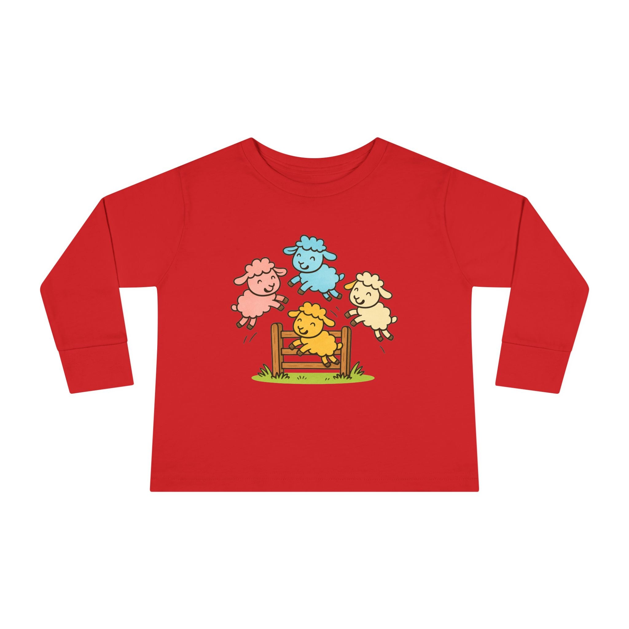 Toddler Long Sleeve Tee — Colorful Jumping Sheep Kids Shirt