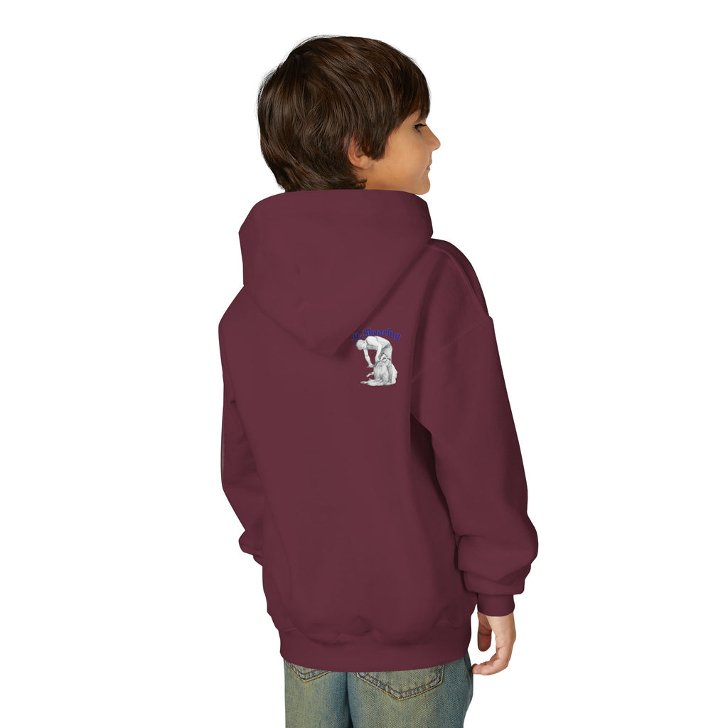 Youth Hoodie — "Say Hi to Perky" Cute Cartoon Sheep & Dog Kids Hooded Sweatshirt
