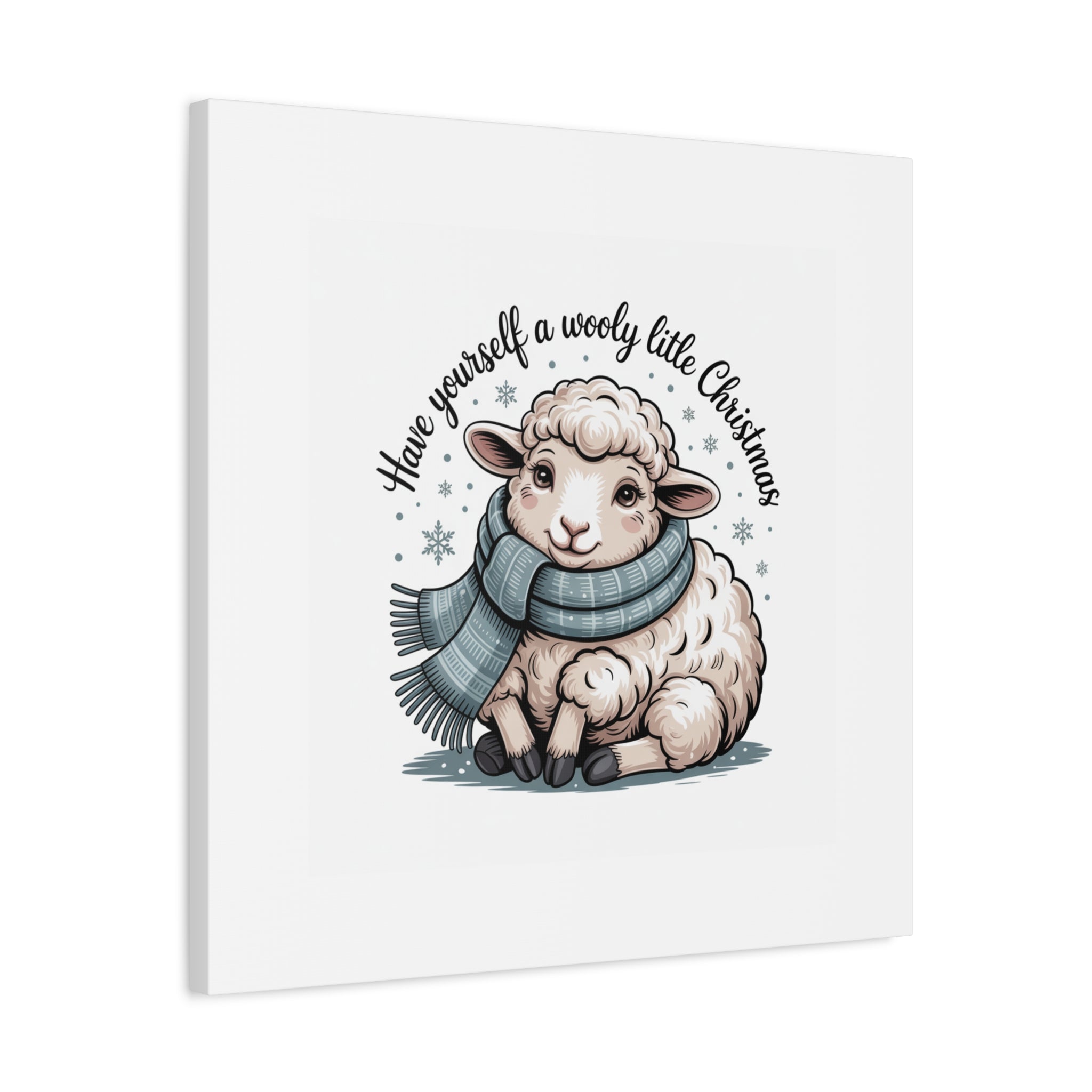 woolly little Christmas sheep Canvas | cozy animal winter print