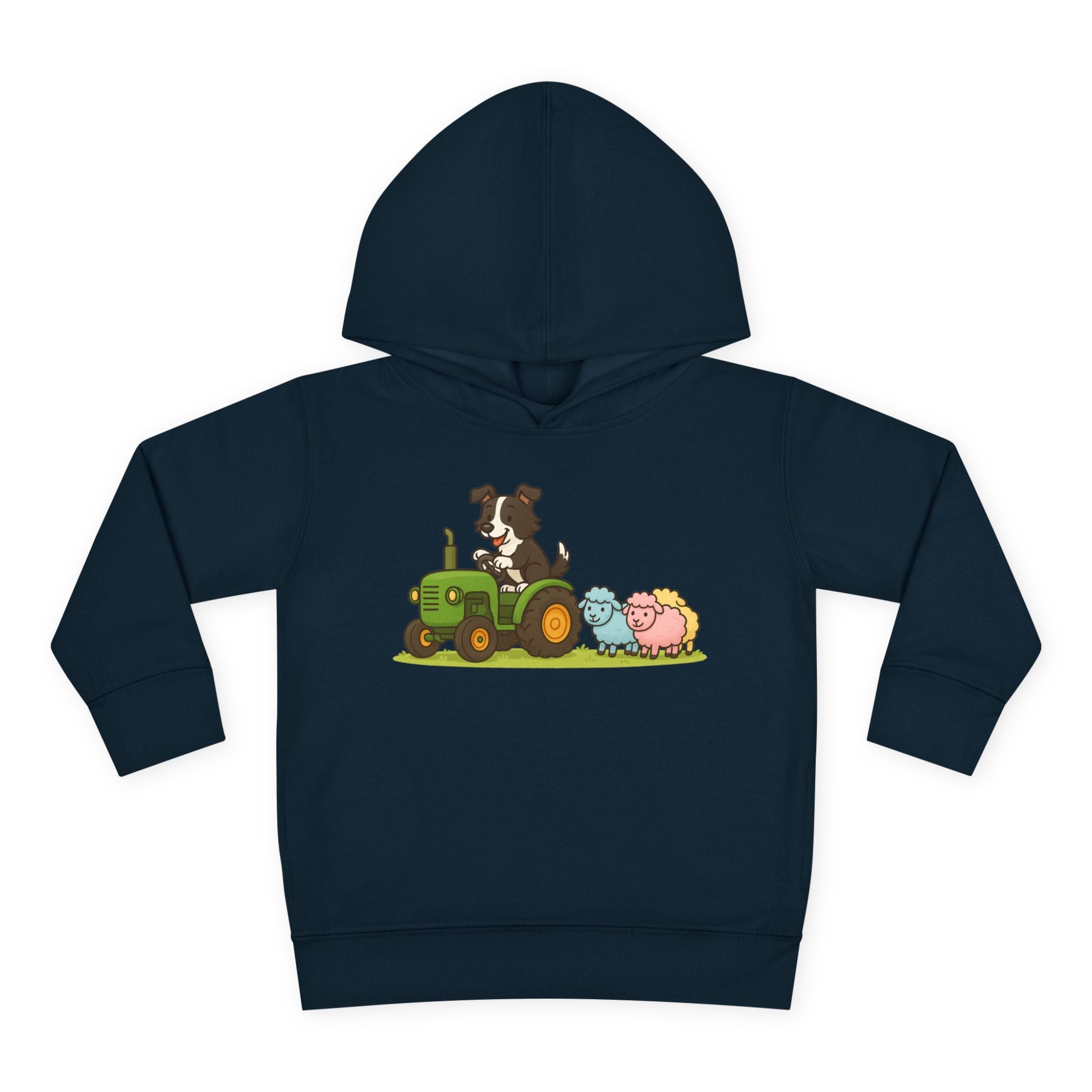 Toddler Hoodie — Cute Farm Tractor with Puppy & Sheep Kids Pullover