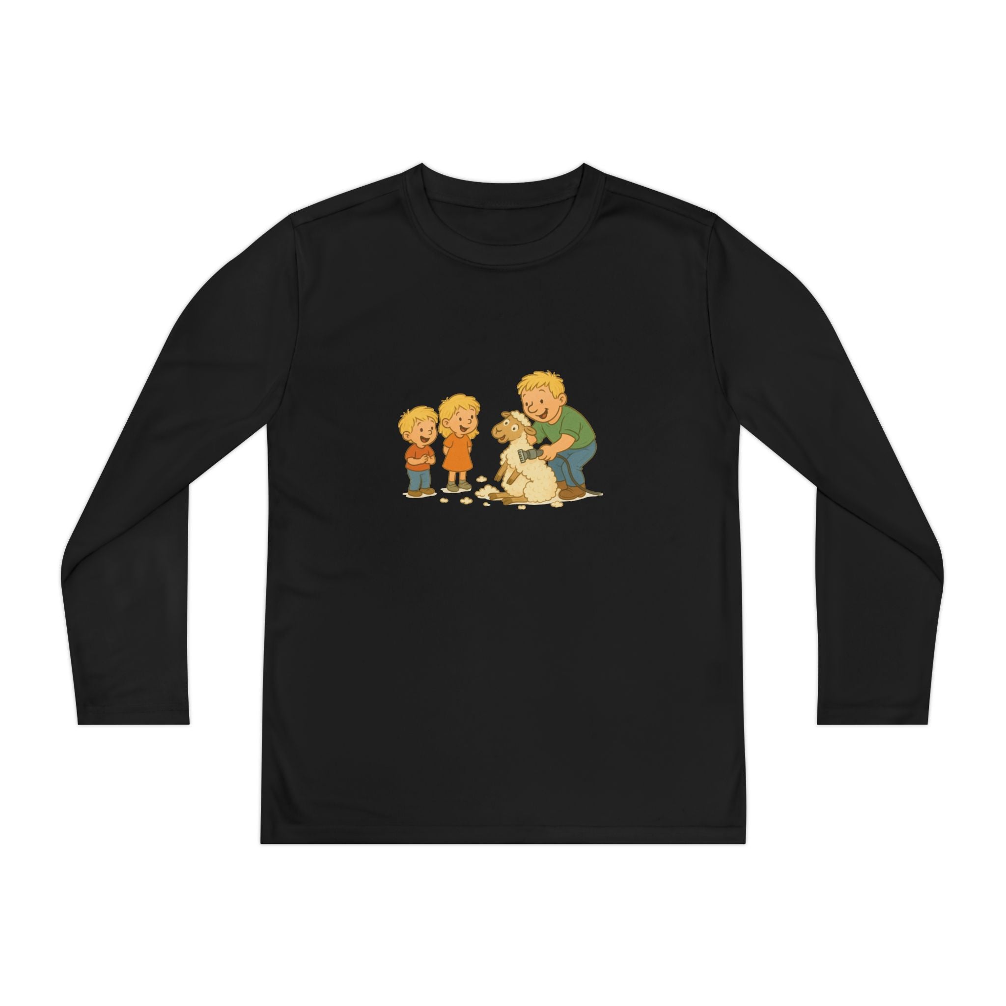 Youth Long Sleeve Tee – Kids & Dad Dog Rescue Illustration