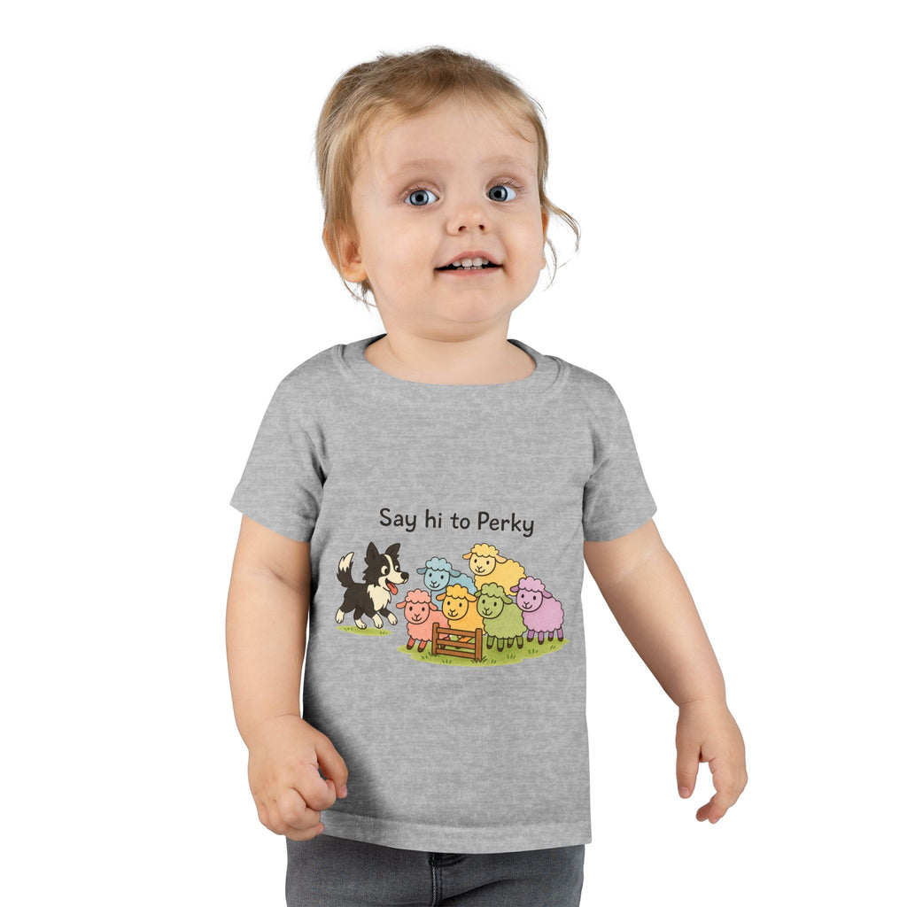 Toddler T-Shirt — "Say Hi to Perky" Cute Pastel Farm Animal Tee