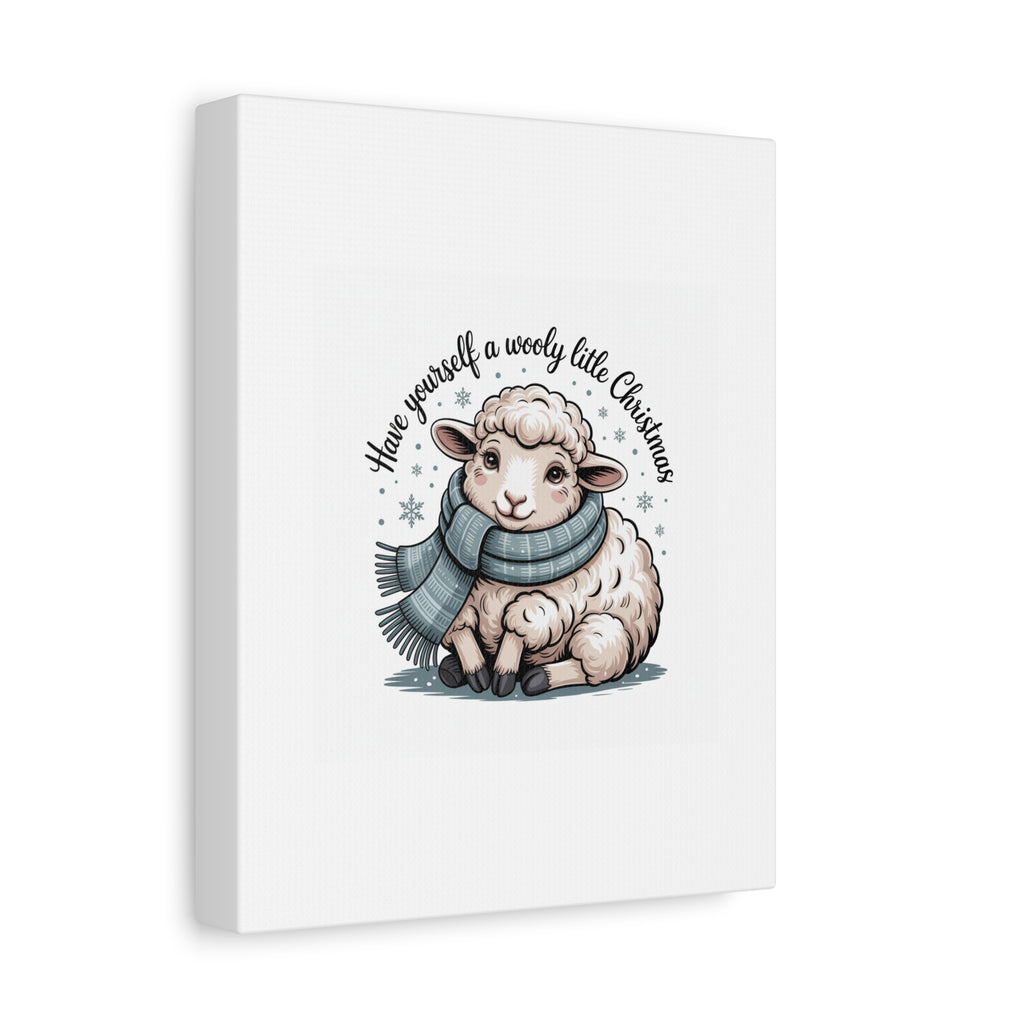 woolly little Christmas sheep Canvas | cozy animal winter print