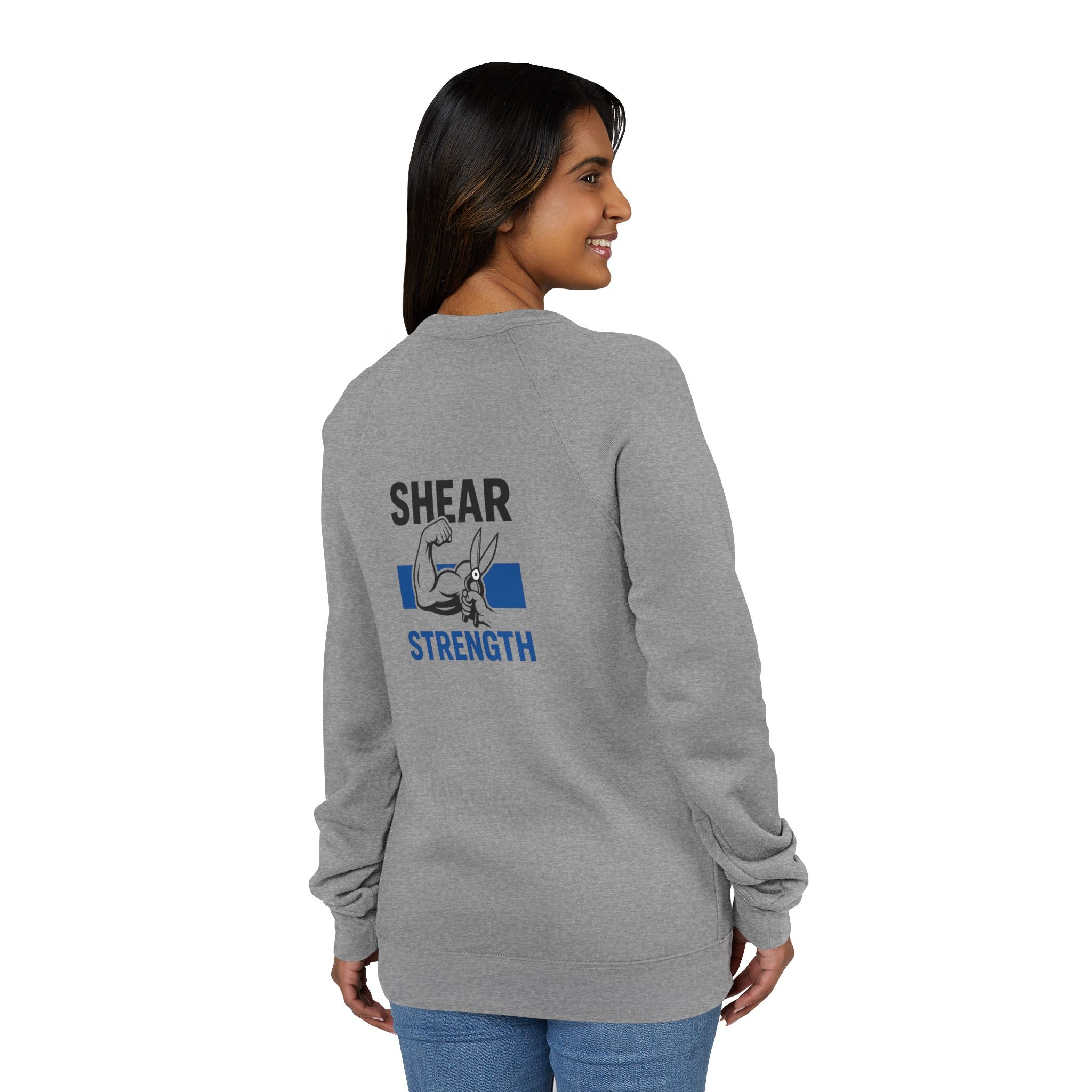 Strength Raglan Sweatshirt — 'Smear Strength' Blue Barbell Crewneck