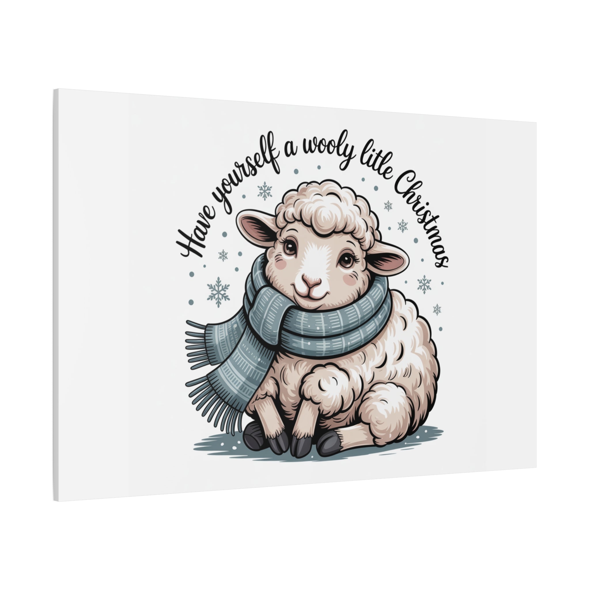 woolly little Christmas sheep Canvas | cozy animal winter print