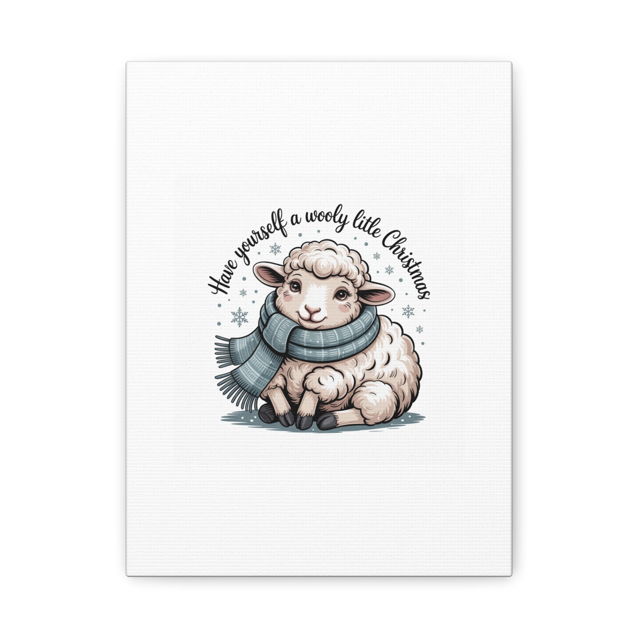 woolly little Christmas sheep Canvas | cozy animal winter print
