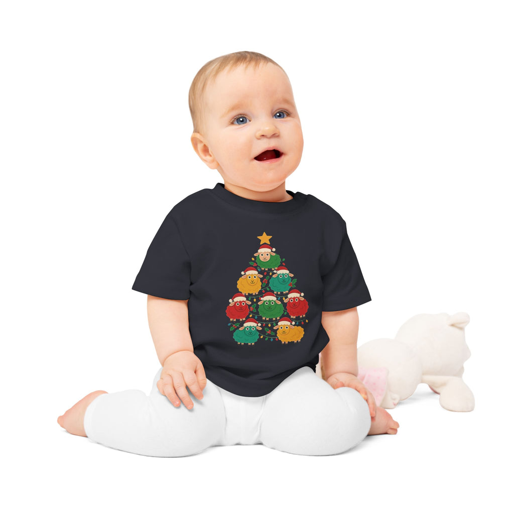Christmas Sheep Tree Baby T-Shirt – Cute Holiday Infant Tee