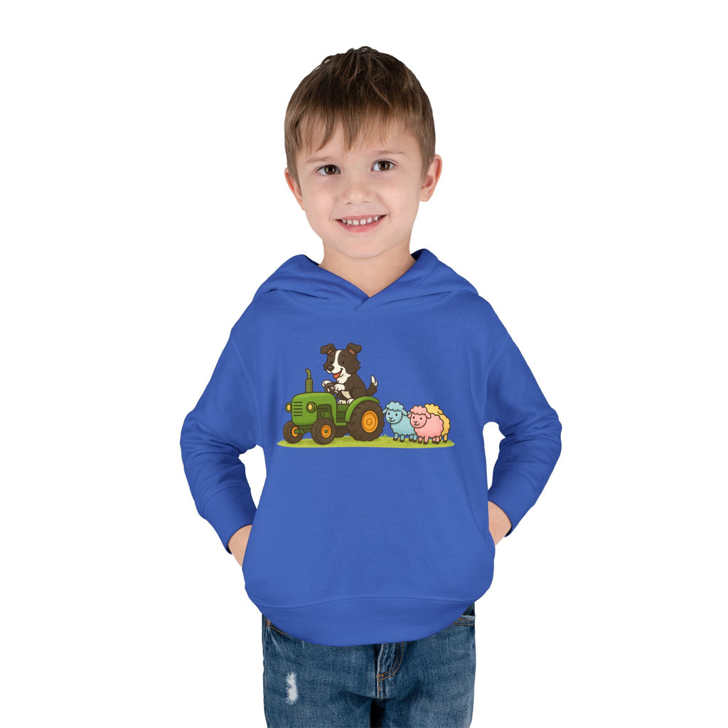 Toddler Hoodie — Cute Farm Tractor with Puppy & Sheep Kids Pullover