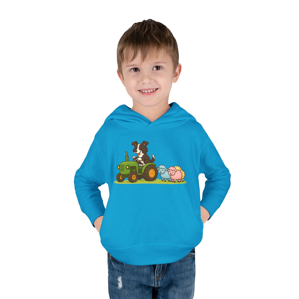 Toddler Hoodie — Cute Farm Tractor with Puppy & Sheep Kids Pullover