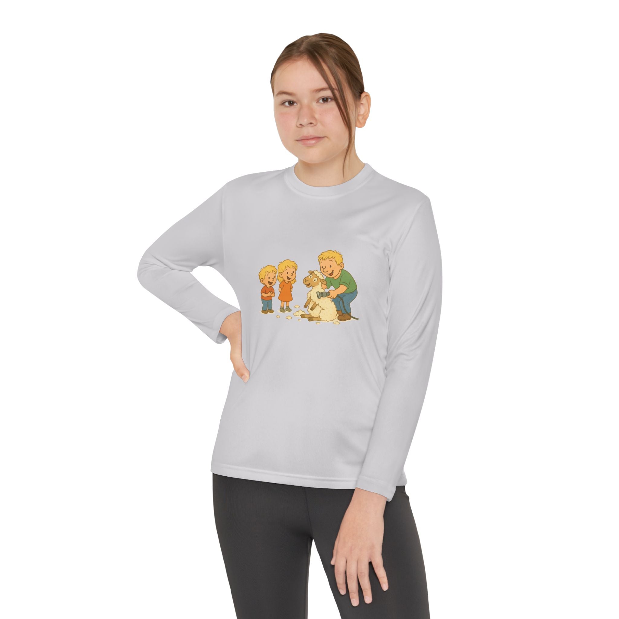 Youth Long Sleeve Tee – Kids & Dad Dog Rescue Illustration