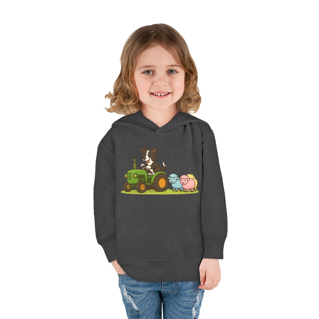 Toddler Hoodie — Cute Farm Tractor with Puppy & Sheep Kids Pullover