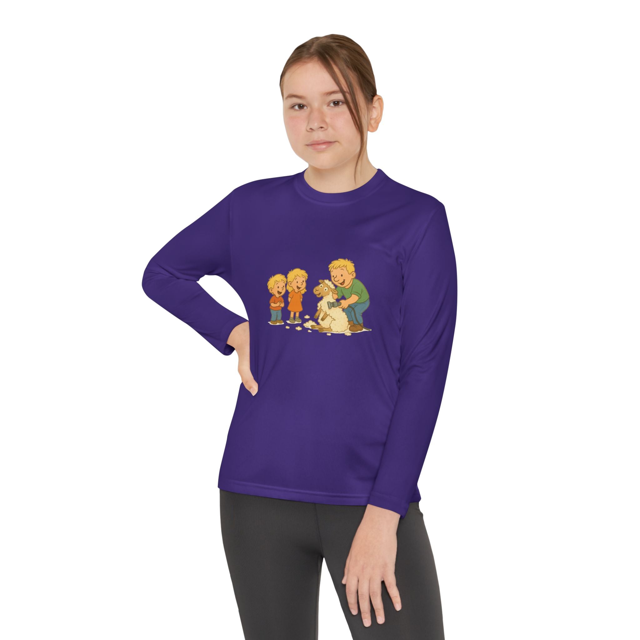Youth Long Sleeve Tee – Kids & Dad Dog Rescue Illustration