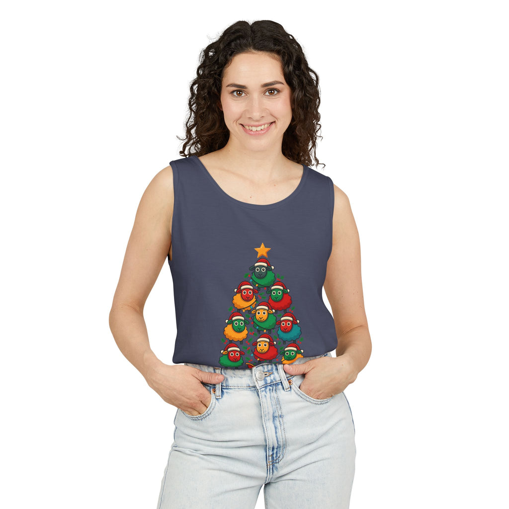 Christmas Sheep Tree Tank Top – Cute Holiday Chick Ornament Design
