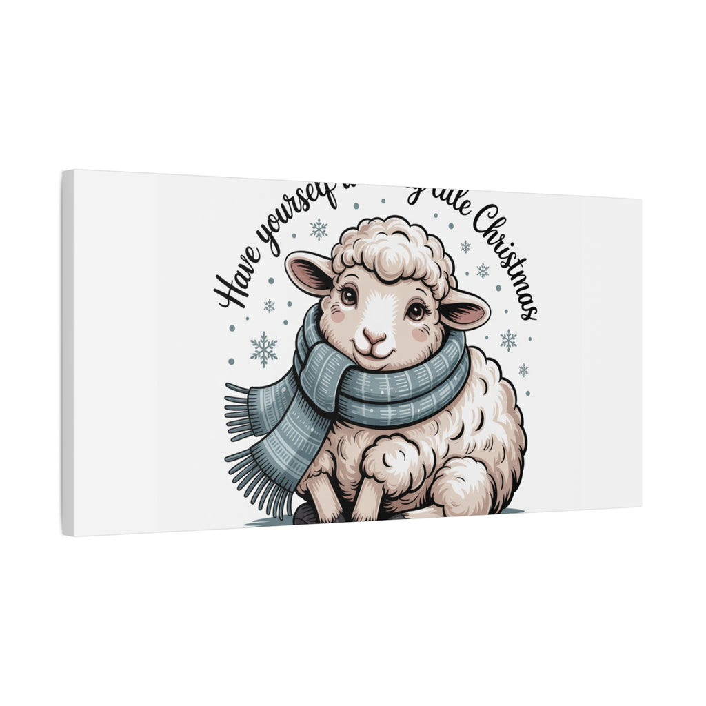 woolly little Christmas sheep Canvas | cozy animal winter print