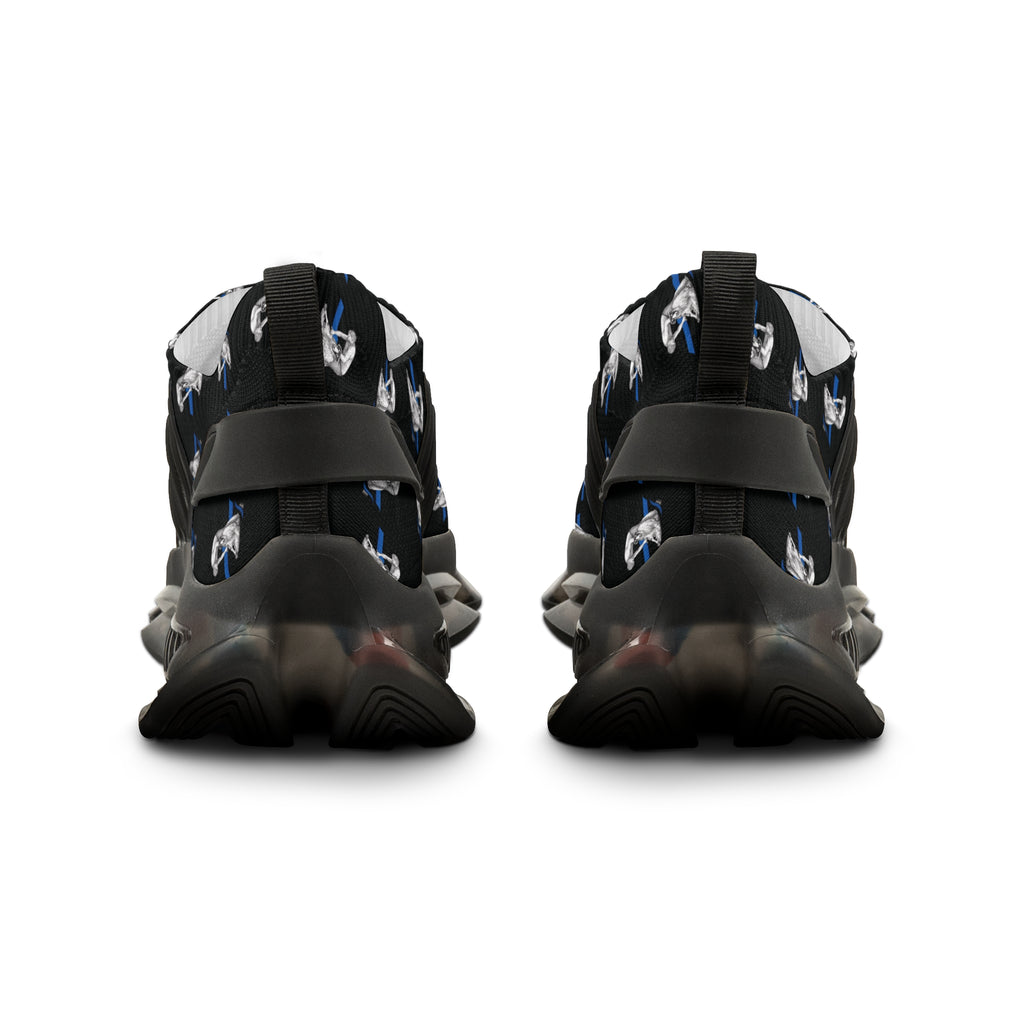 White Mesh Sneakers with Polar Bear Graphic — Men's Athletic Casual Shoes